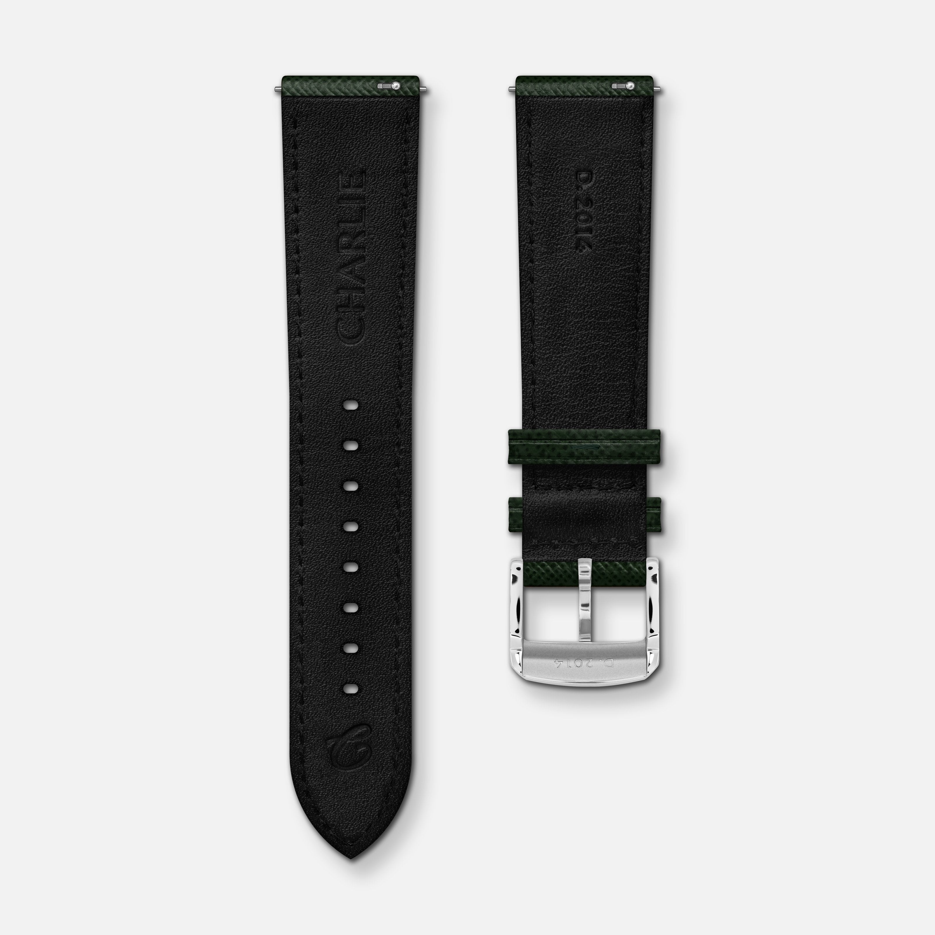 Bracelet cuir saffiano vert 20mm Bracelets de montres CHARLIE