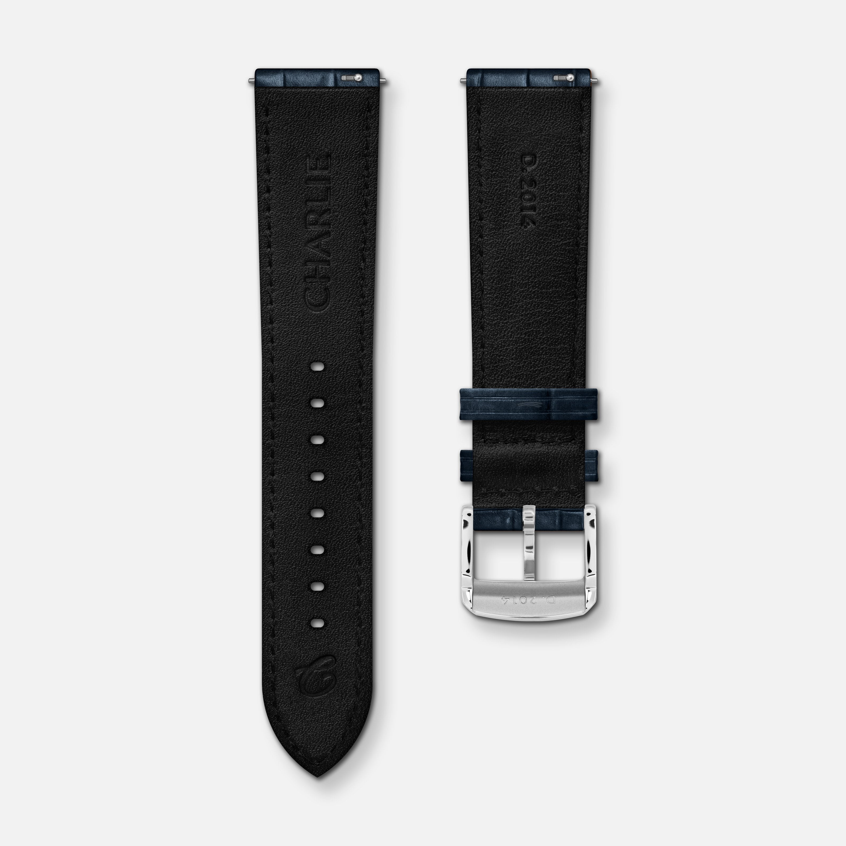 Bracelet cuir crocograin bleu 20mm Bracelets de montres CHARLIE