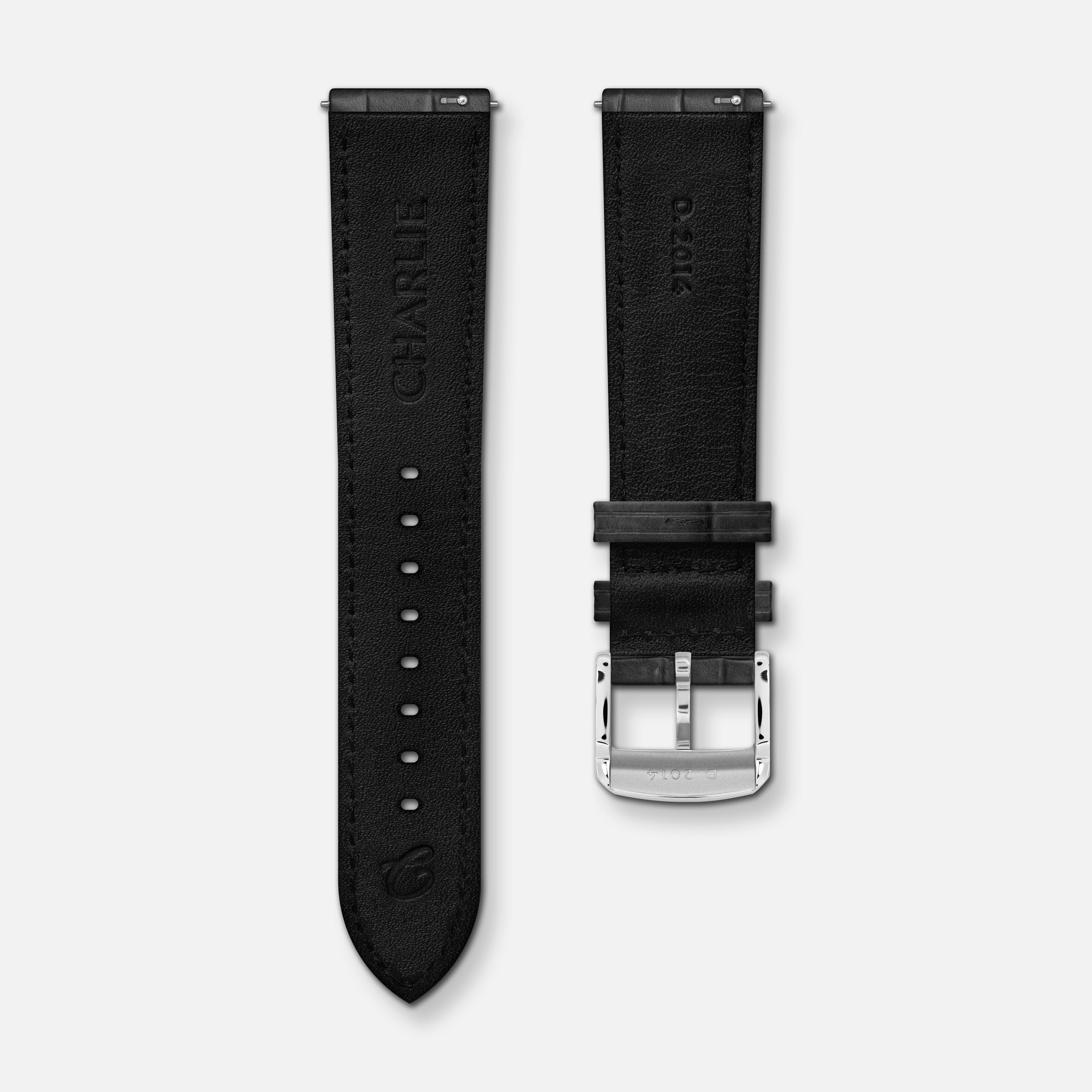 Bracelet cuir crocograin gris 20mm Bracelets de montres CHARLIE