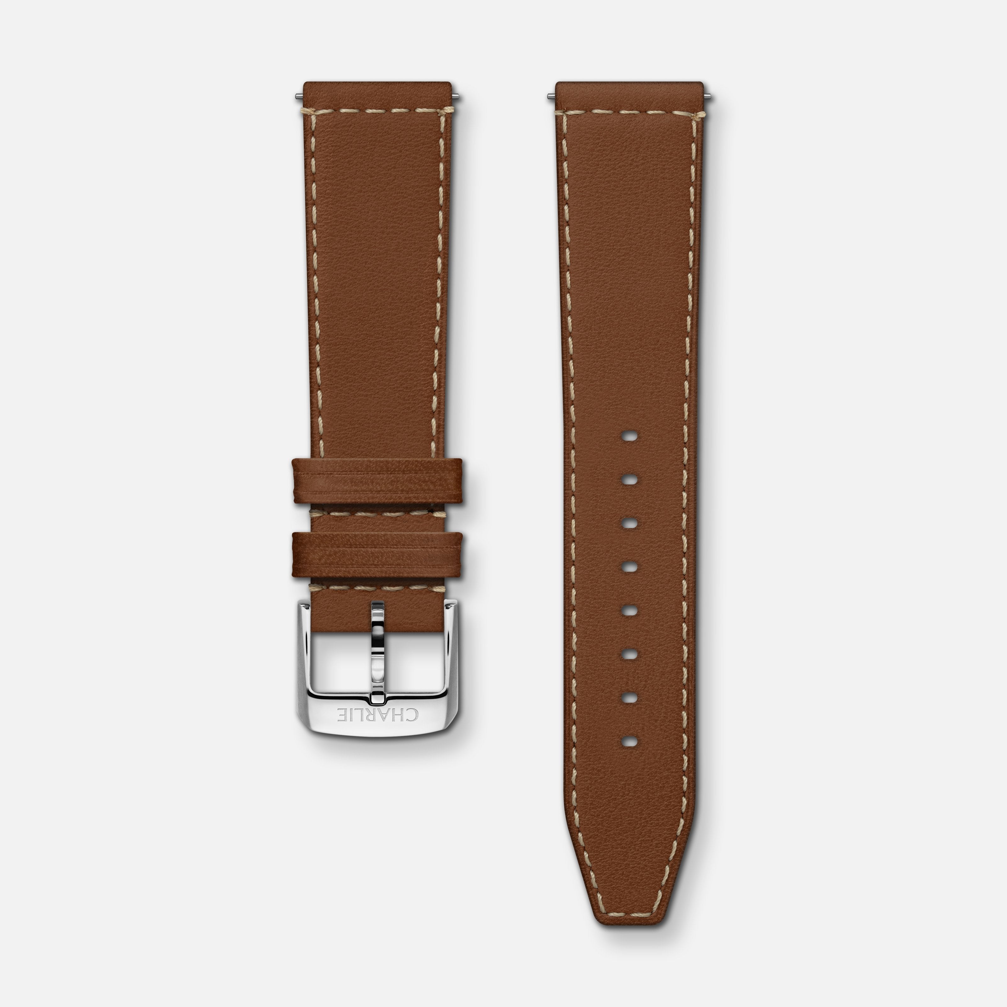 Bracelet cuir marron EXP 20mm Bracelets de montres CHARLIE Acier