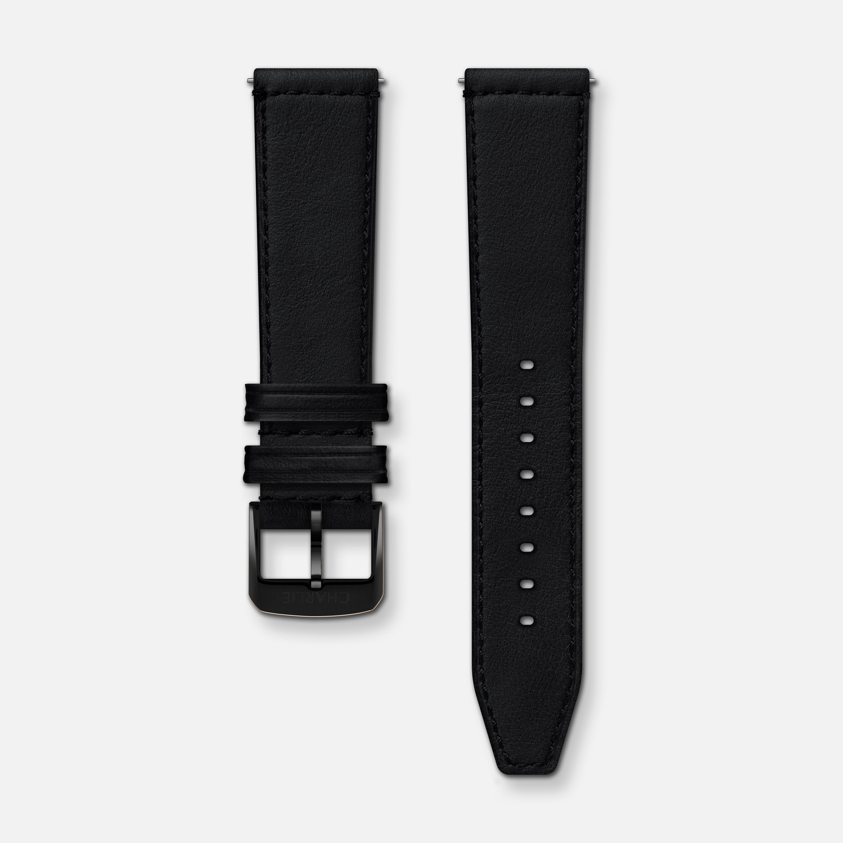 Bracelet cuir noir EXP 20mm Bracelets de montres CHARLIE Noir