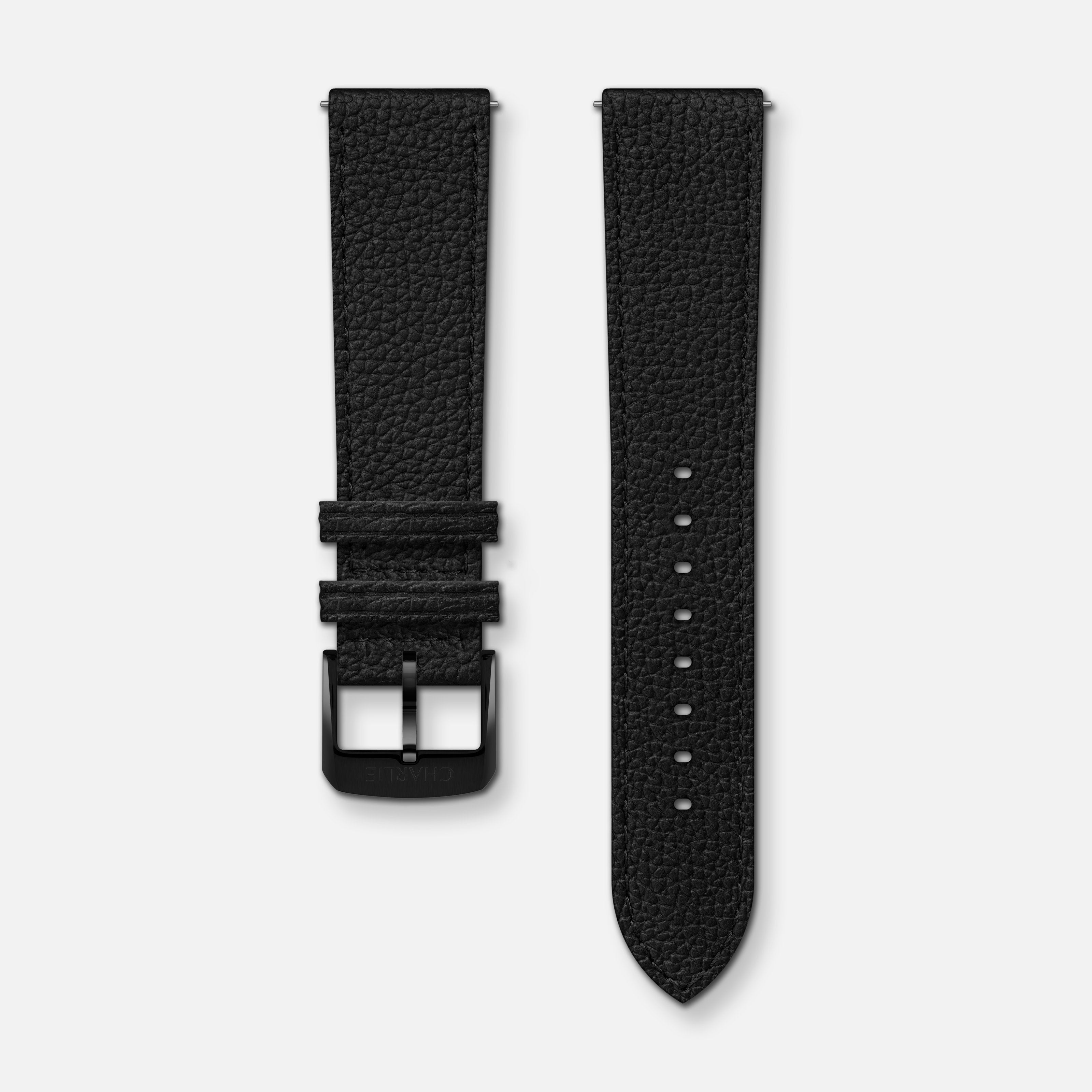 Bracelet cuir grainé noir 20mm Bracelets de montres CHARLIE Noir