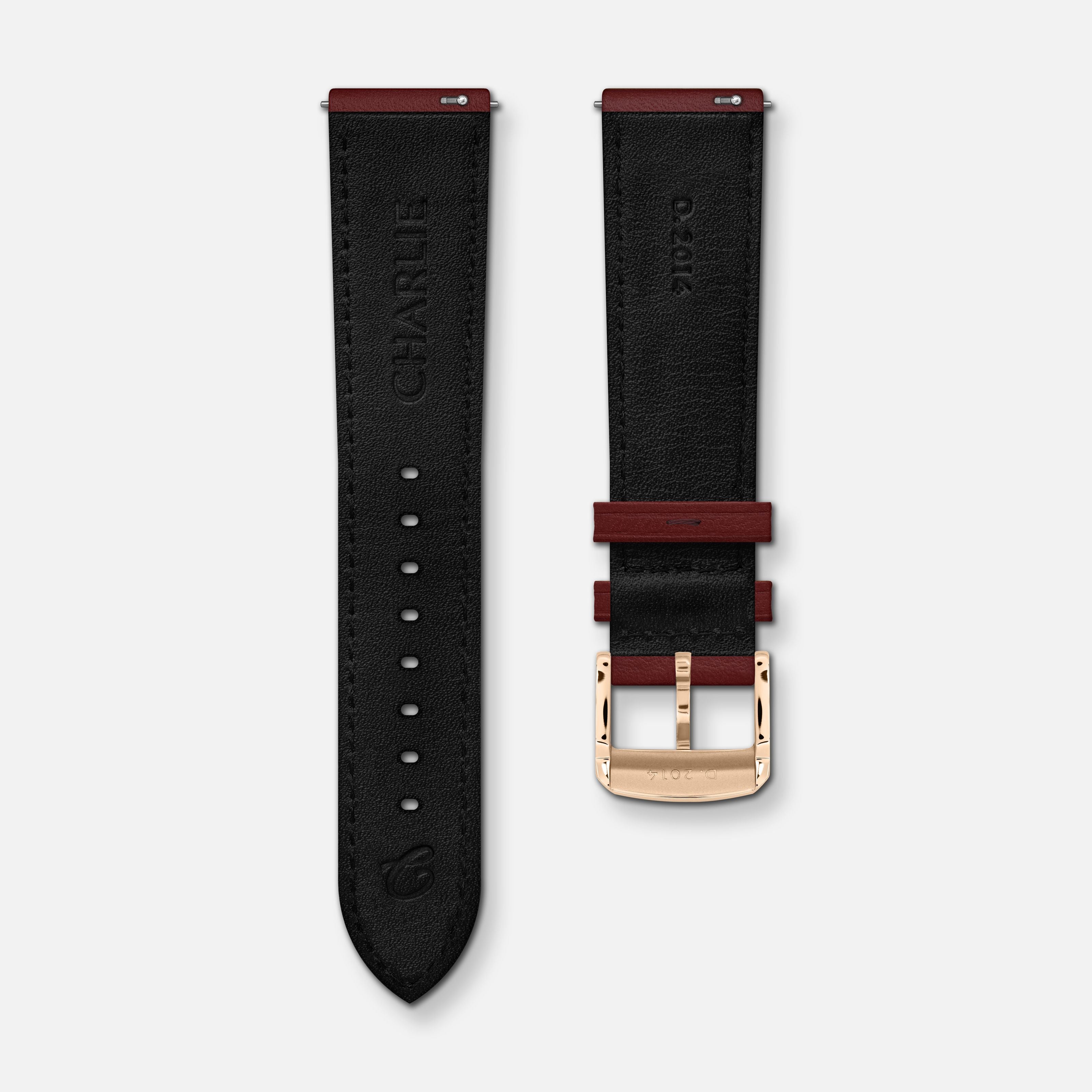 Bracelet cuir bordeaux 20mm