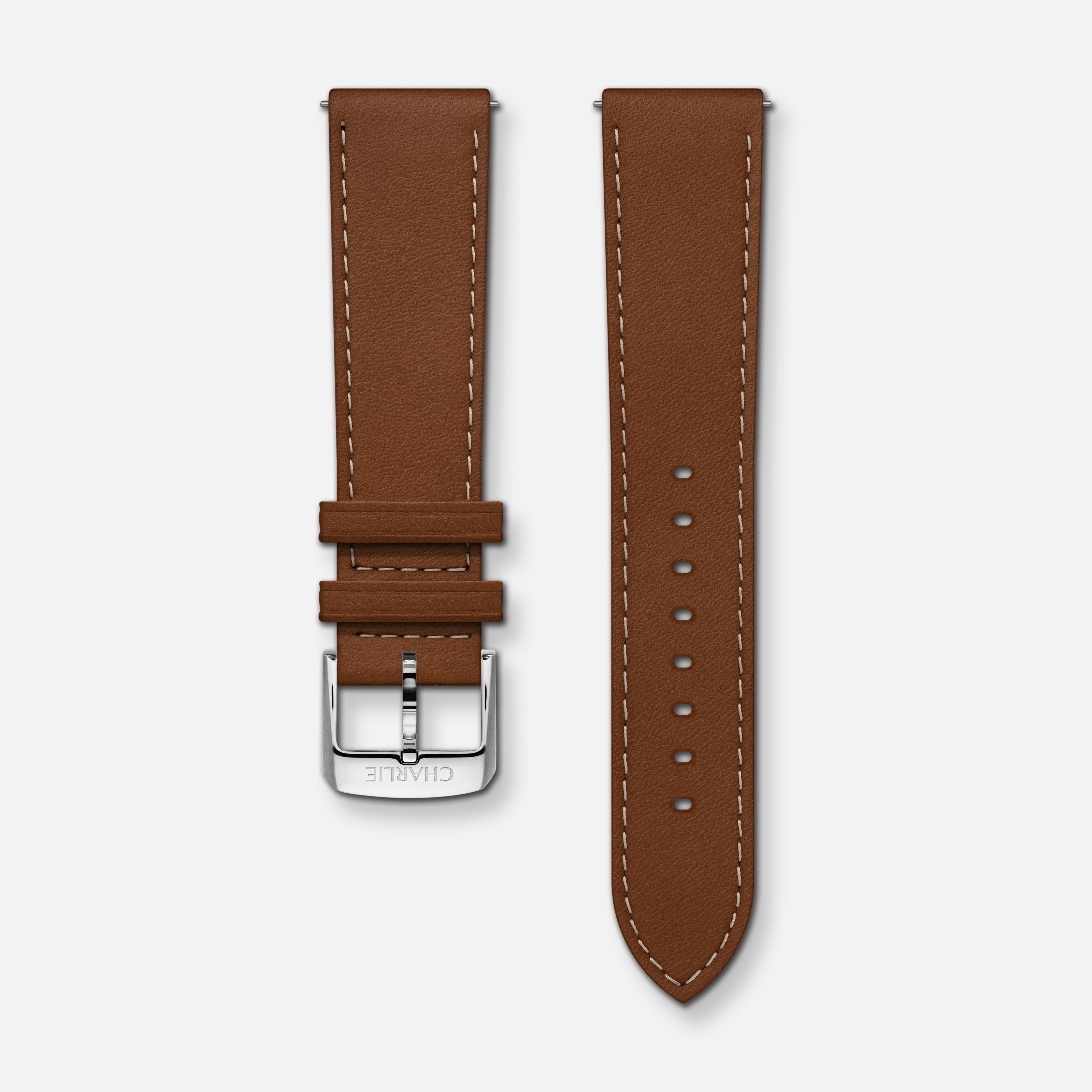 Bracelet cuir marron 20mm Bracelets de montres CHARLIE Acier