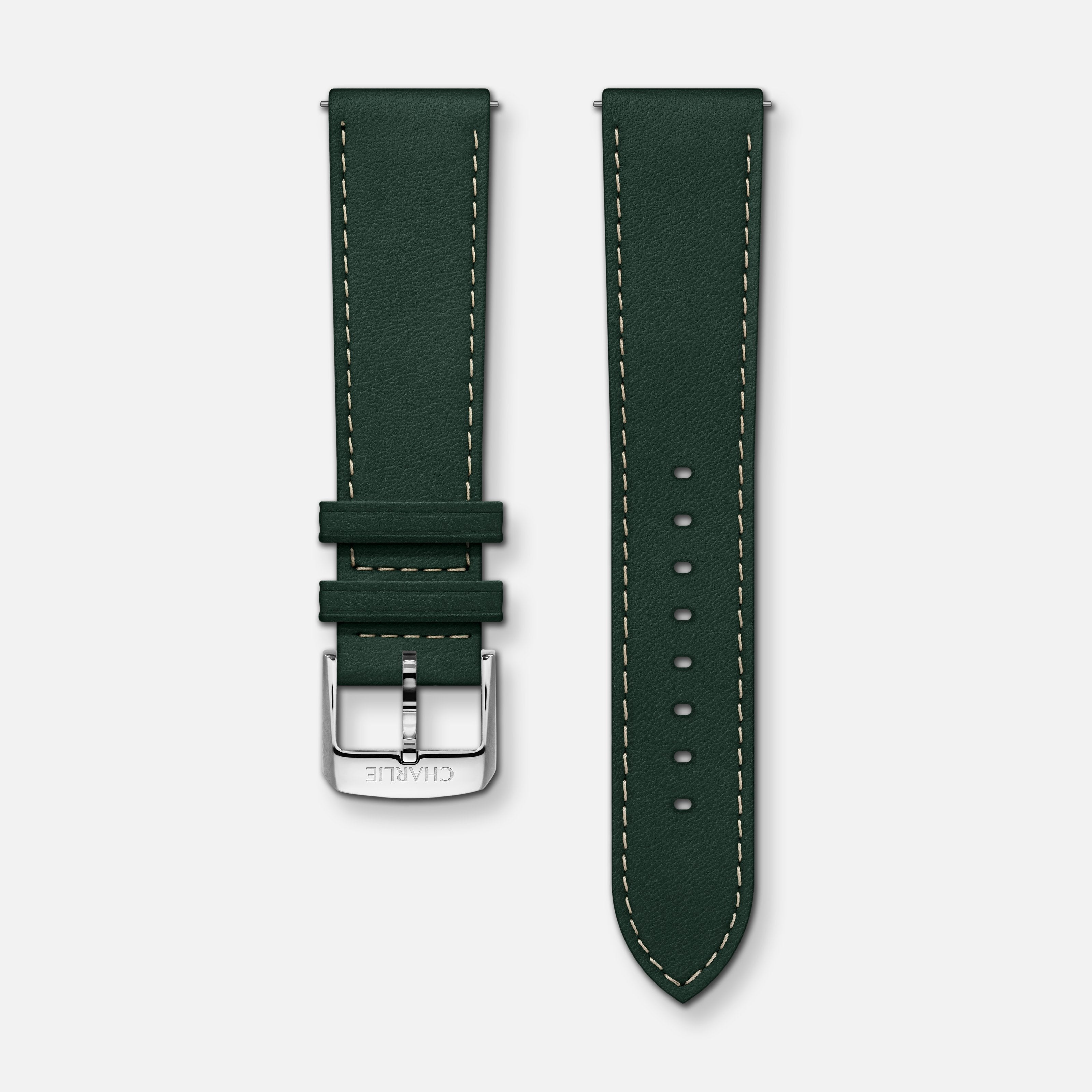 Bracelet cuir vert 20mm Bracelets de montres CHARLIE Acier