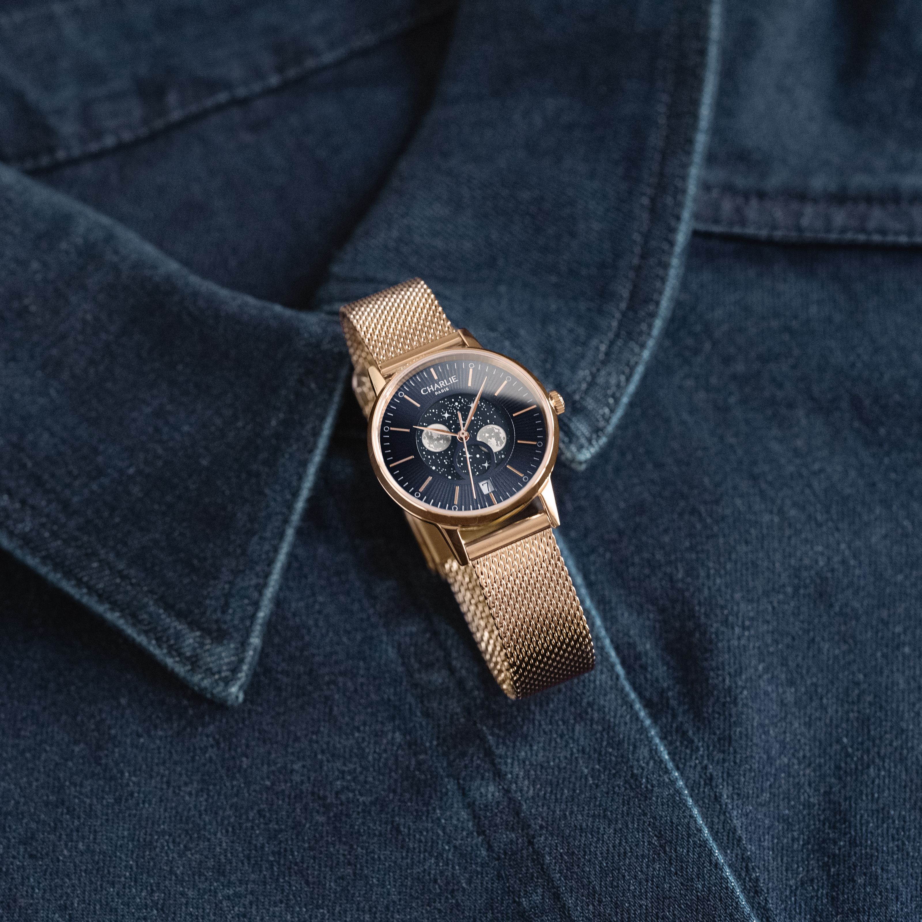 SULLY - Moon Phase - Rose Gold & Blue