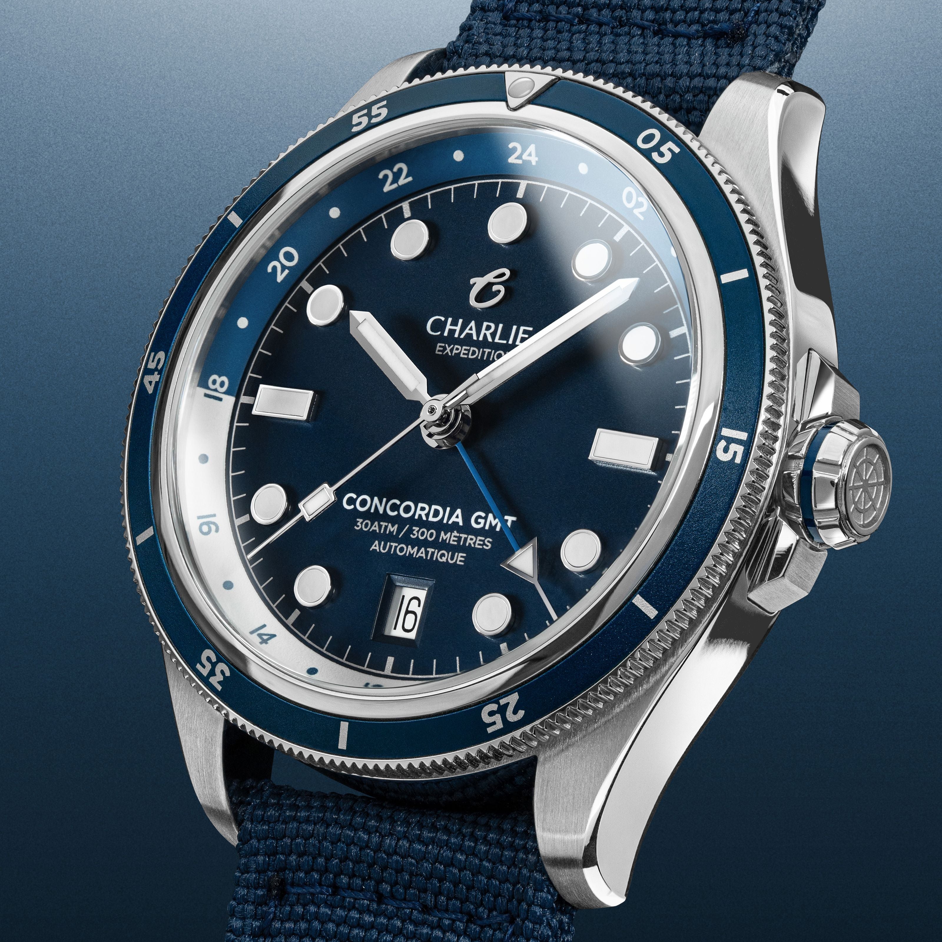CONCORDIA - Automatique GMT - Bleu Antarctique Montres CHARLIE