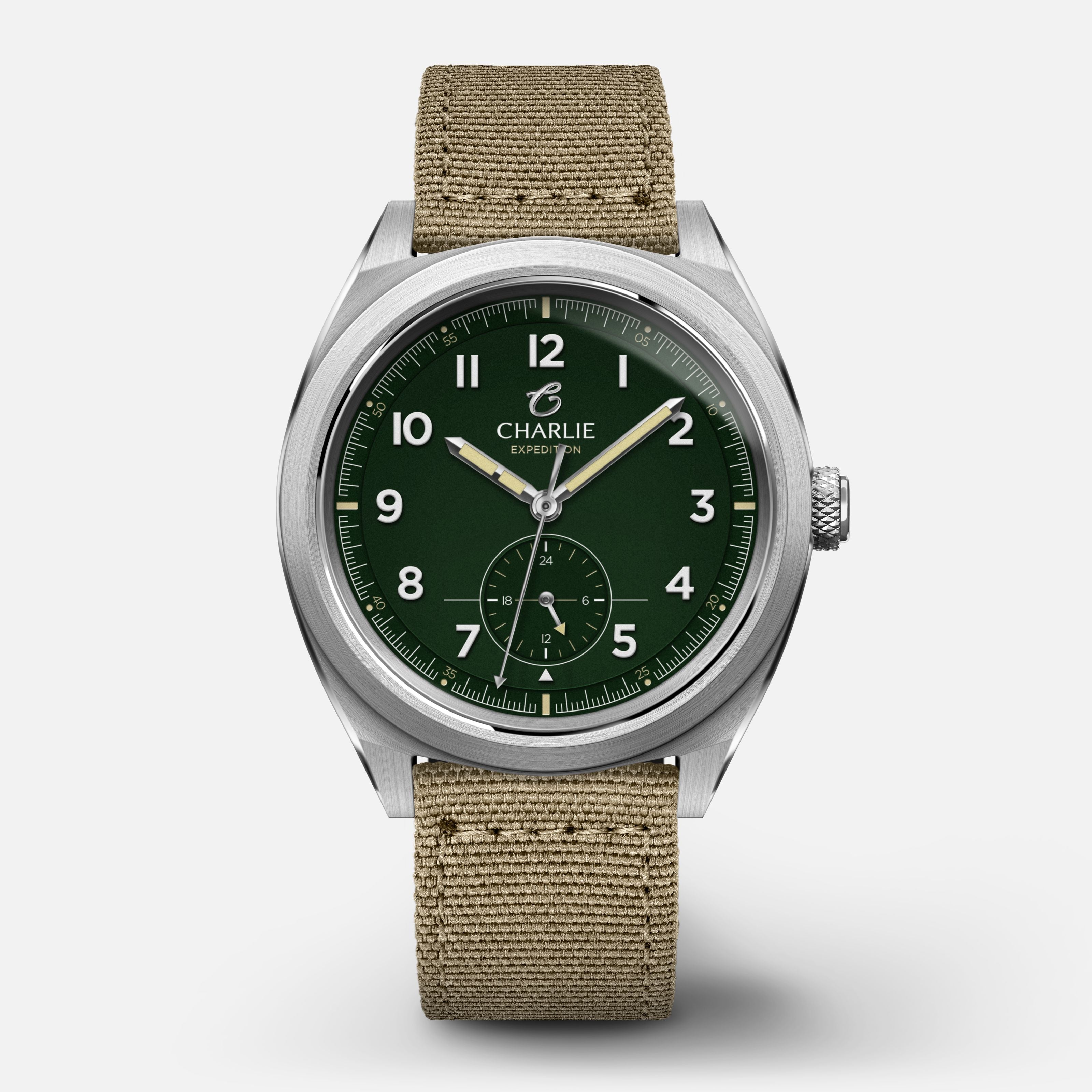 GR - Quartz 24h - Vert Montres CHARLIE Nylon beige