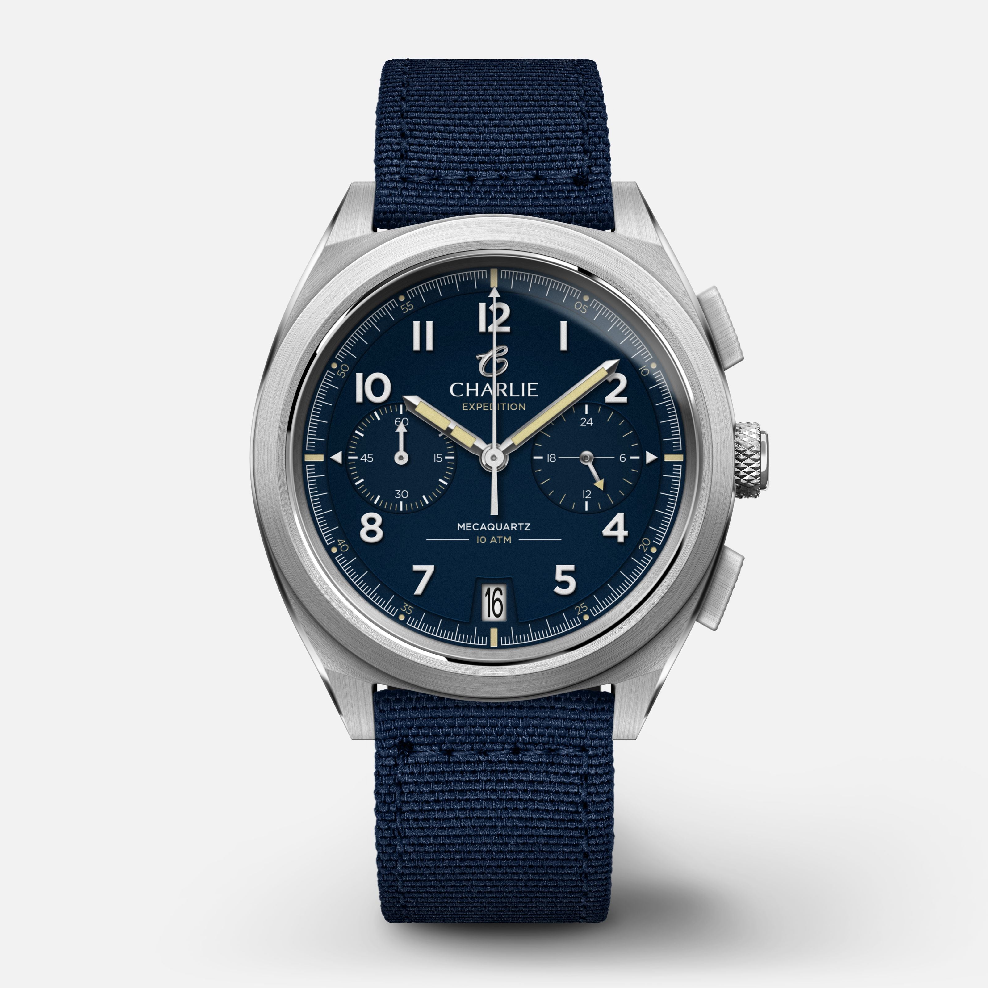 GR - Mecaquartz Chronographe - Bleu Montres CHARLIE Nylon bleu