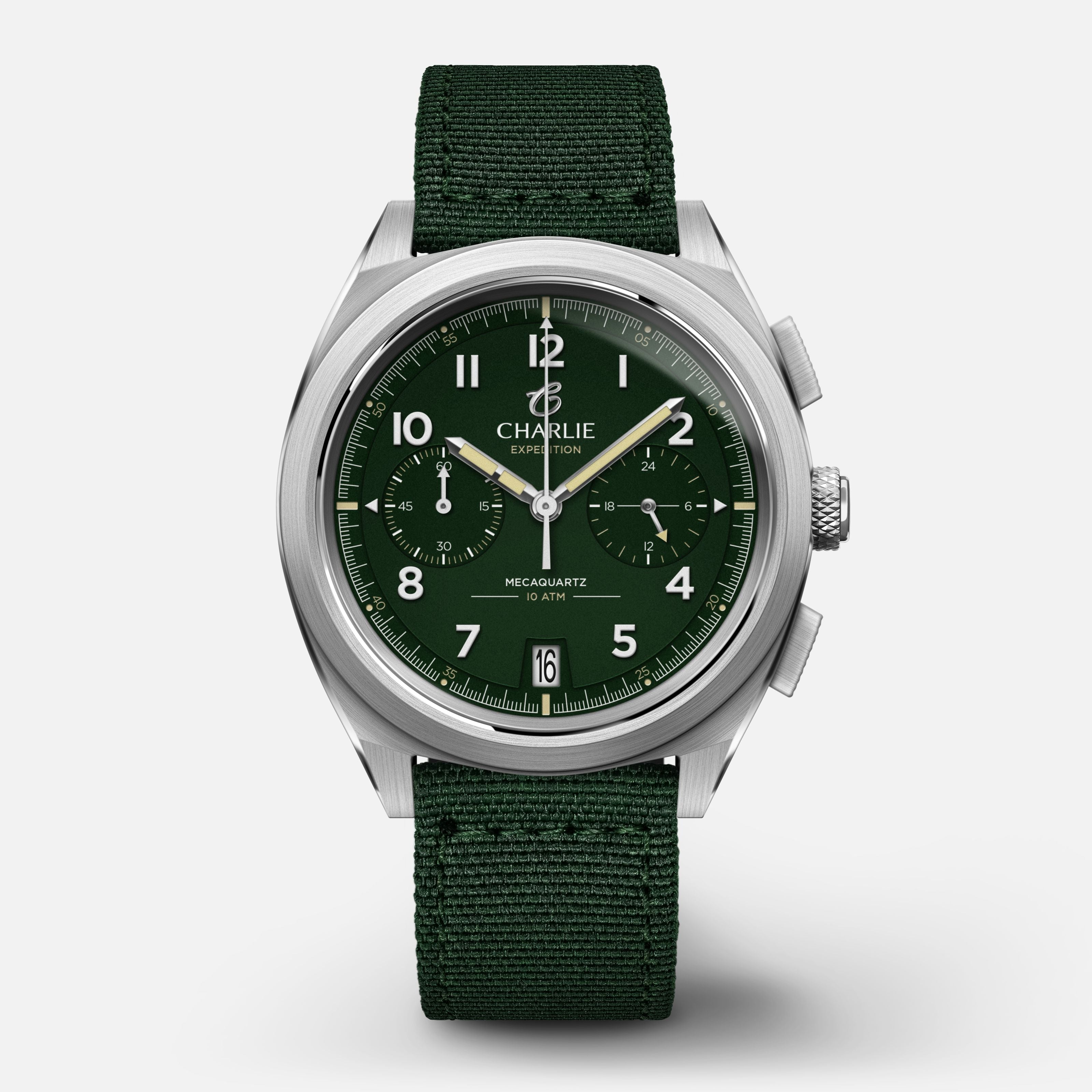 GR - Mecaquartz Chronographe - Vert Montres CHARLIE Nylon Vert
