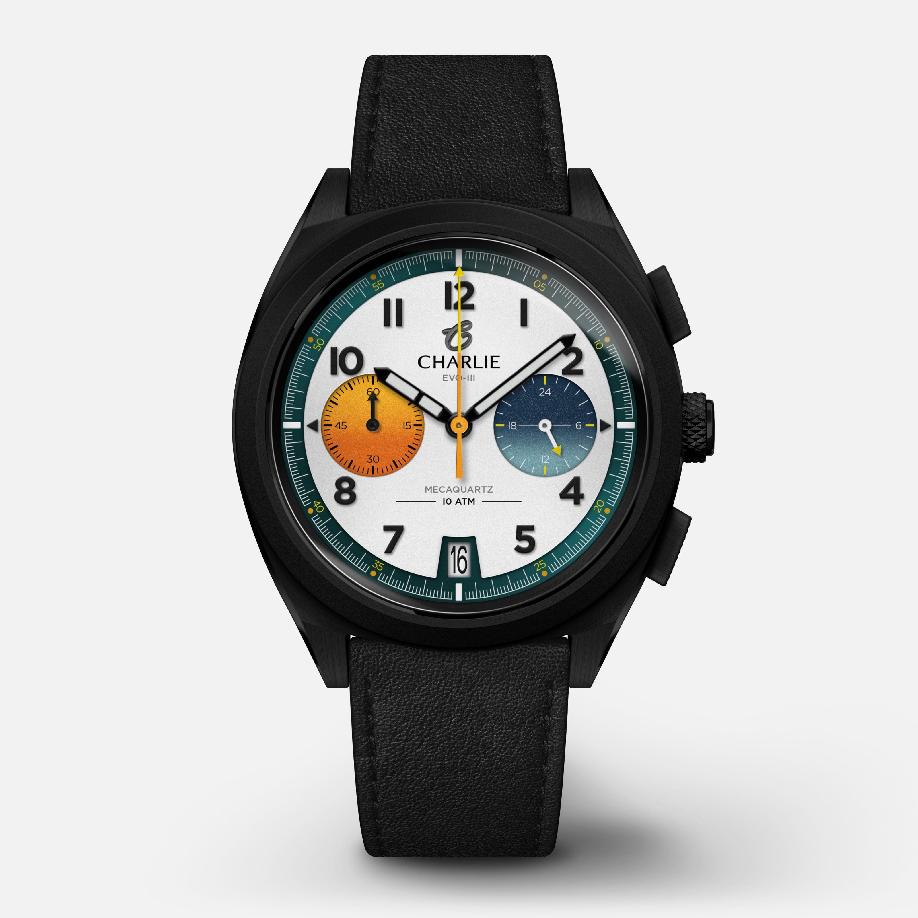 GRX - Mecaquartz Chronographe - EVO-III Montres CHARLIE Cuir noir