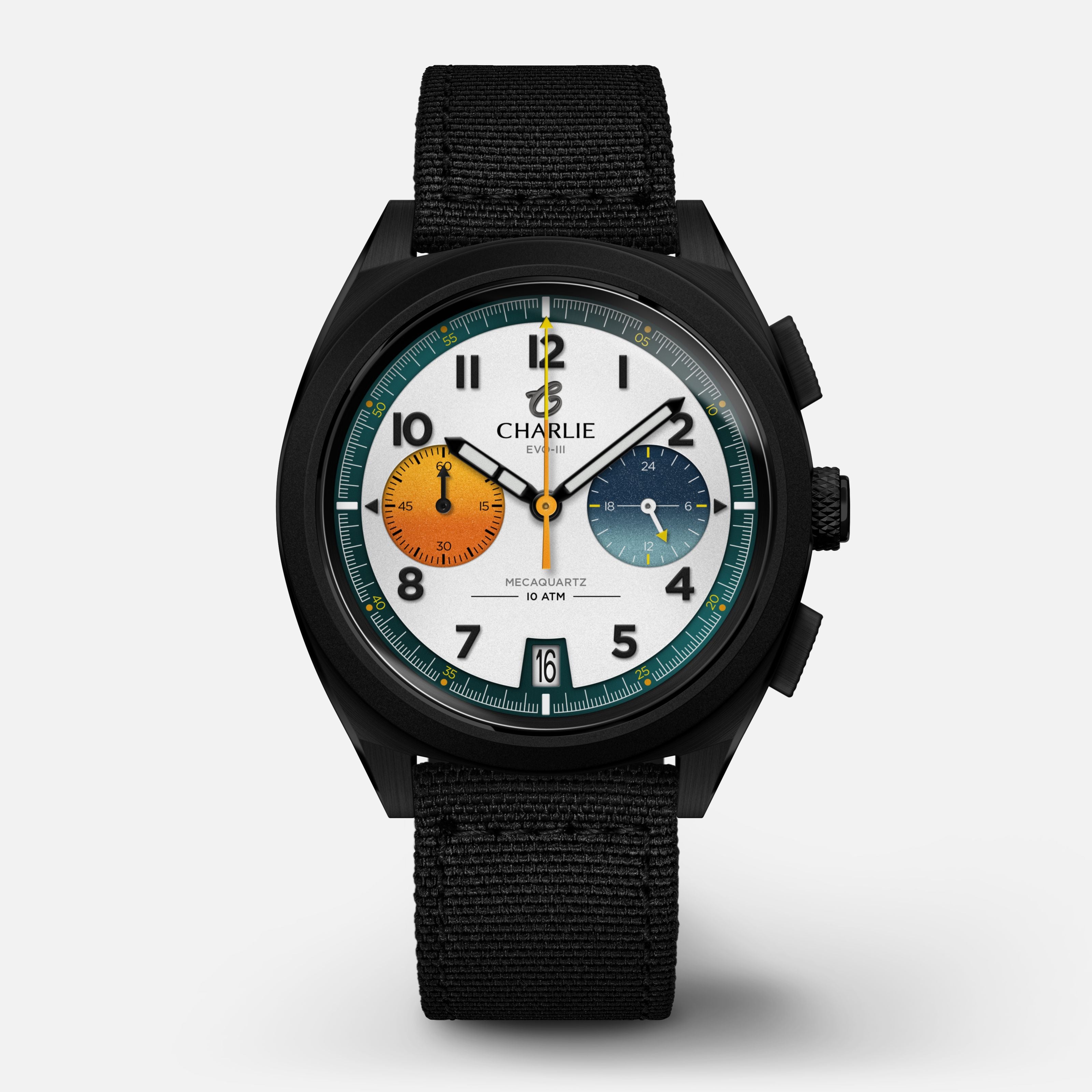 GRX - Mecaquartz Chronographe - EVO-III Montres CHARLIE Nylon noir