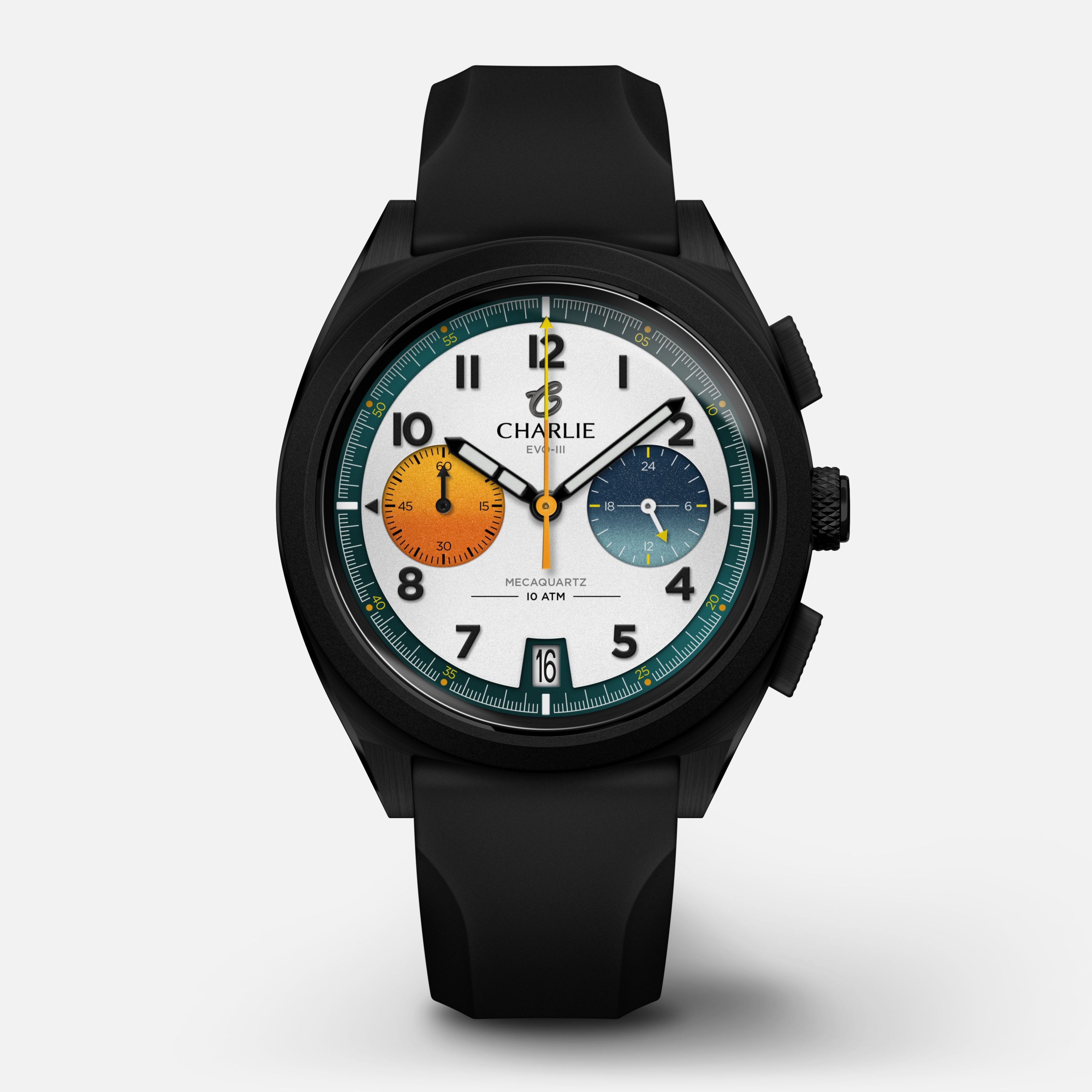 GRX - Mecaquartz Chronographe - EVO-III Montres CHARLIE Caoutchouc noir