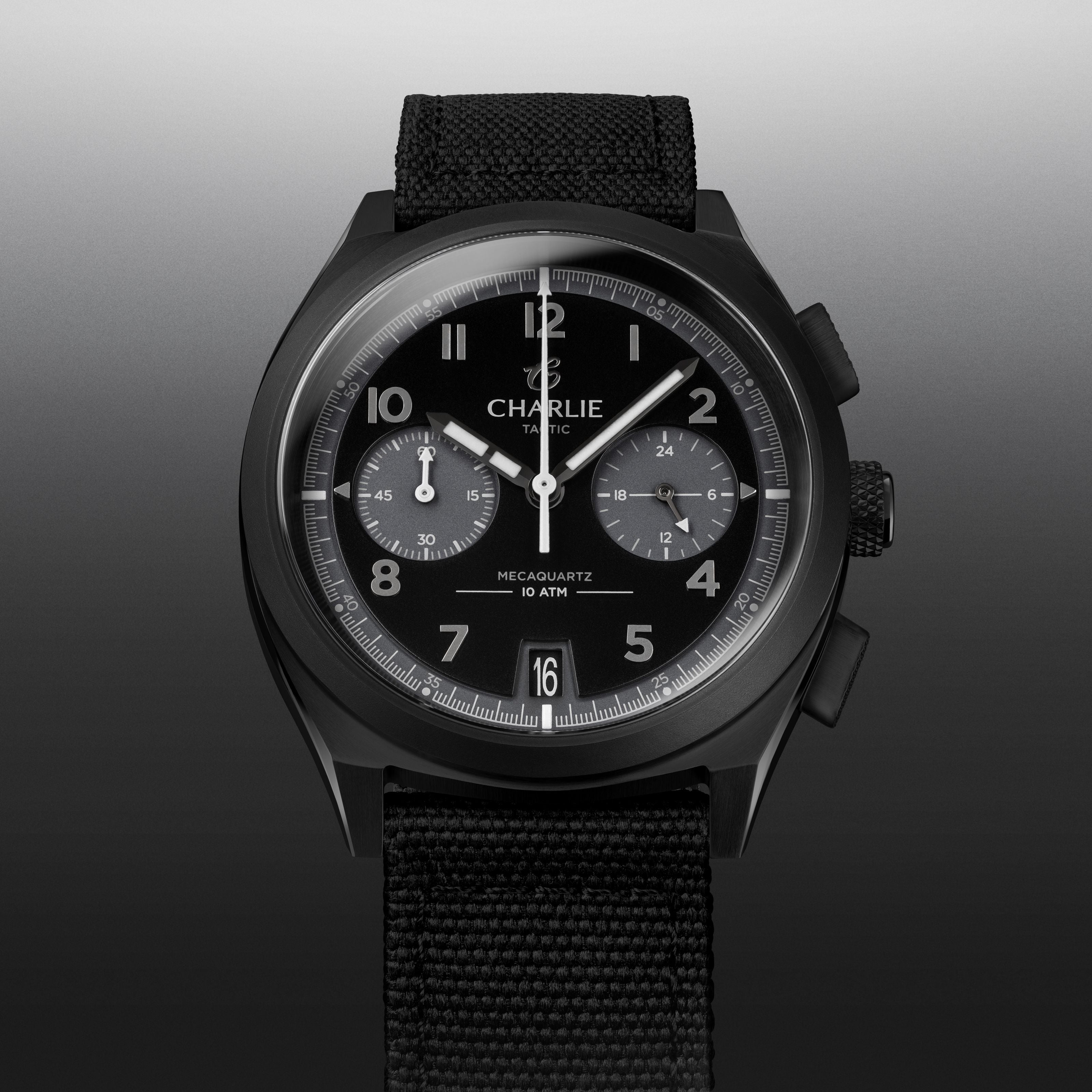 GRX - Mecaquartz Chronographe - Tactic Montres CHARLIE Nylon noir