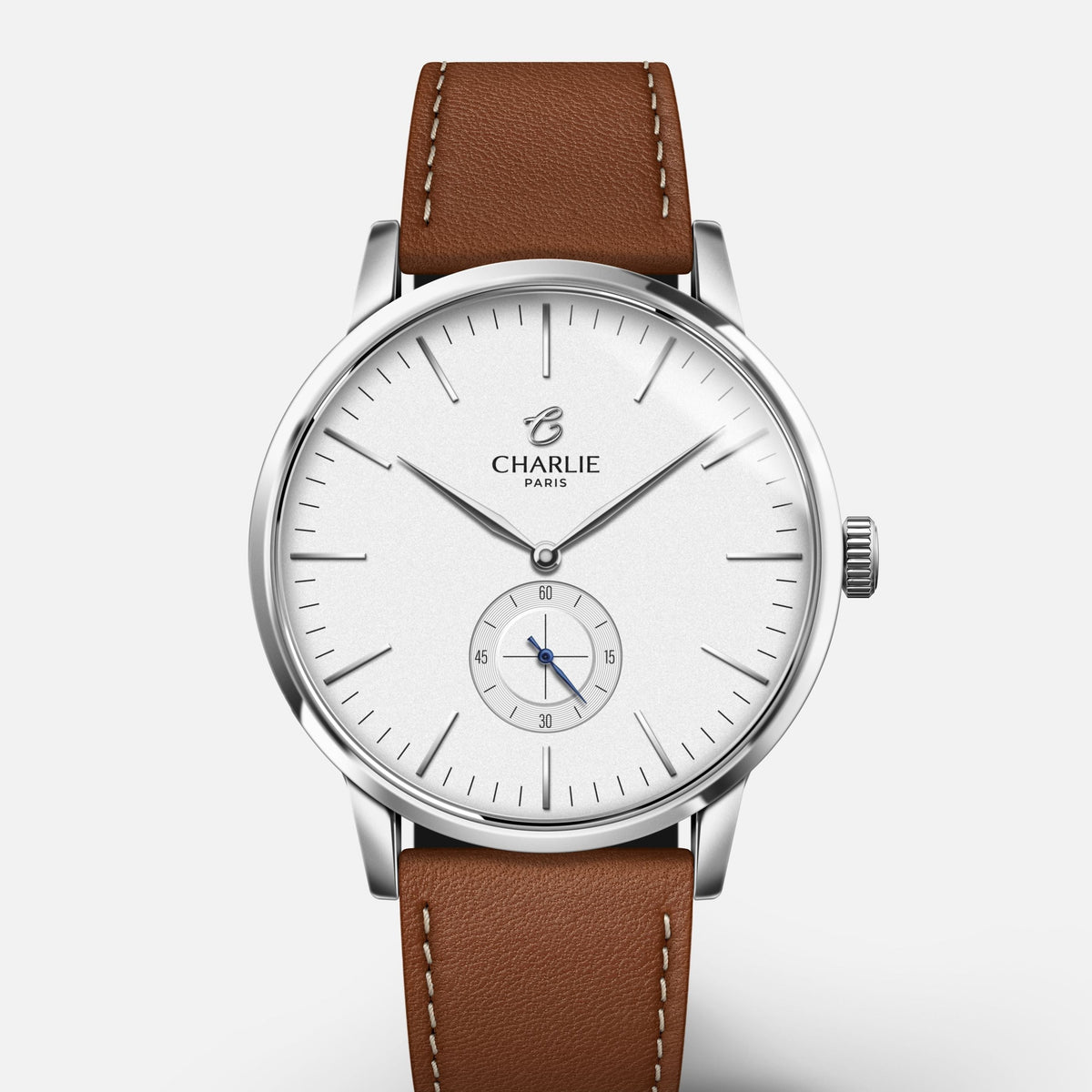 HORIZON - Quartz - Blanc Montres CHARLIE Cuir marron