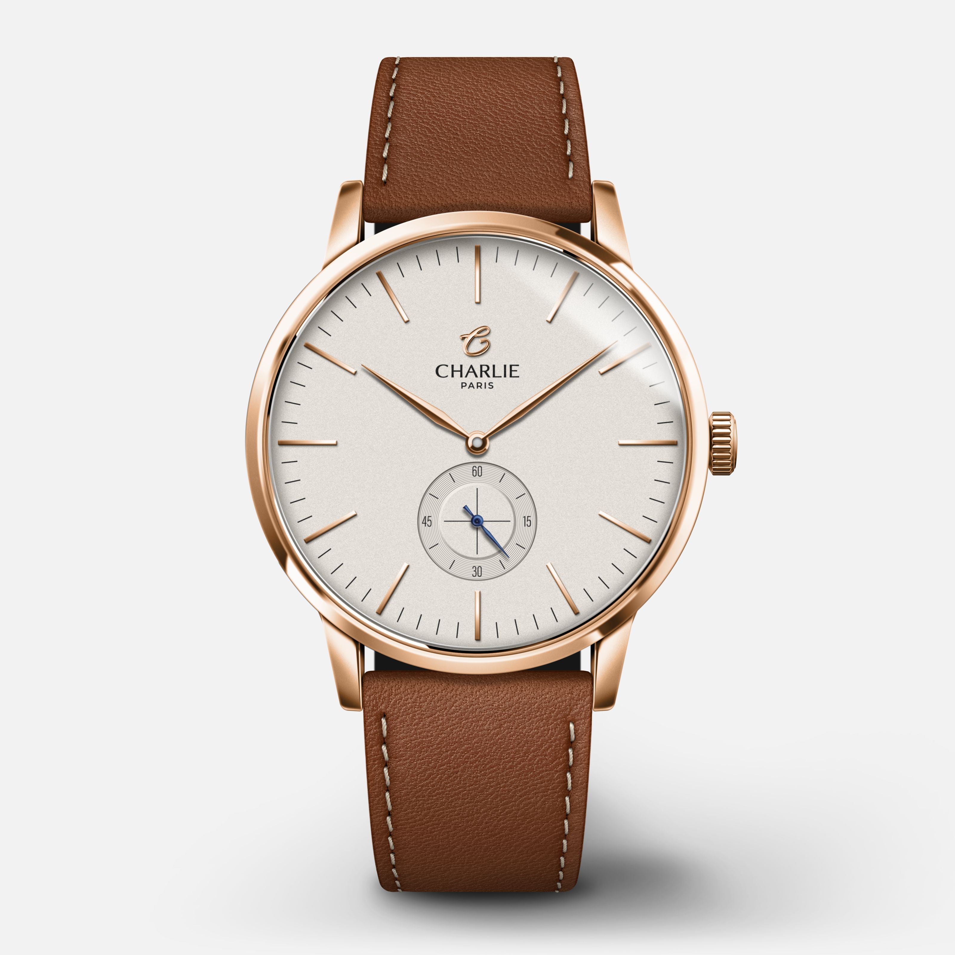 HORIZON - Quartz - Doré rose Montres CHARLIE Cuir marron