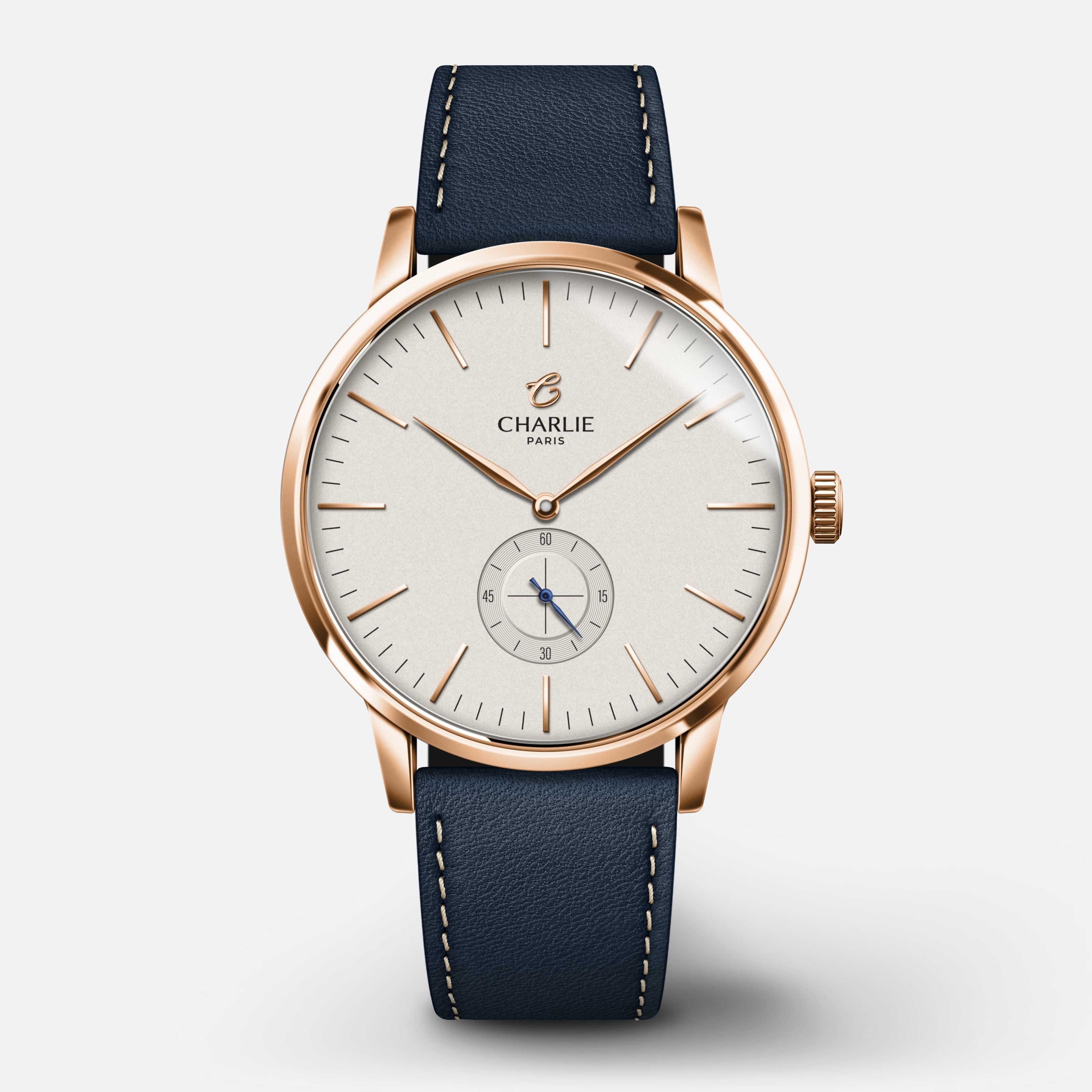 HORIZON - Quartz - Doré rose Montres CHARLIE Cuir bleu