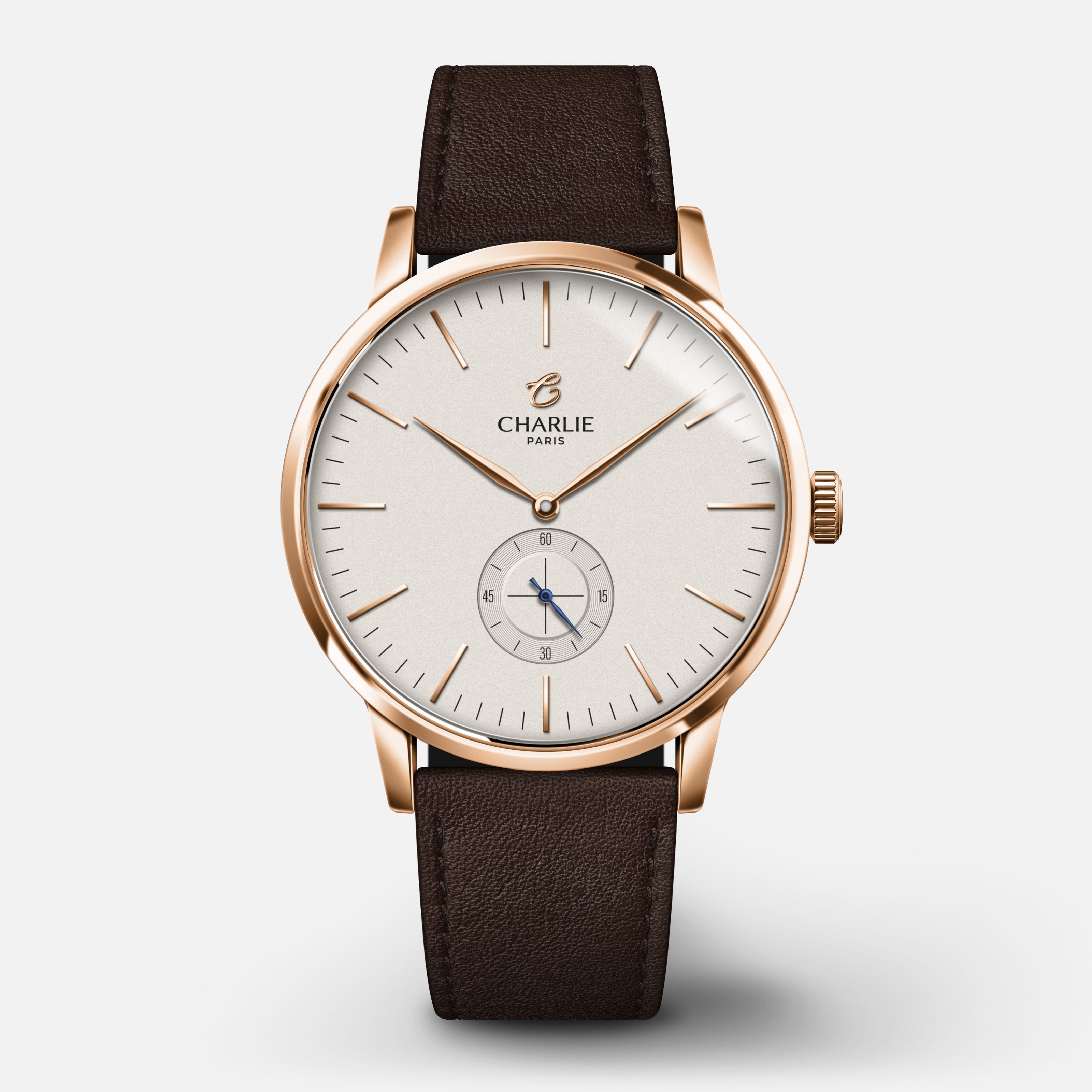 HORIZON - Quartz - Doré rose Montres CHARLIE Cuir chocolat