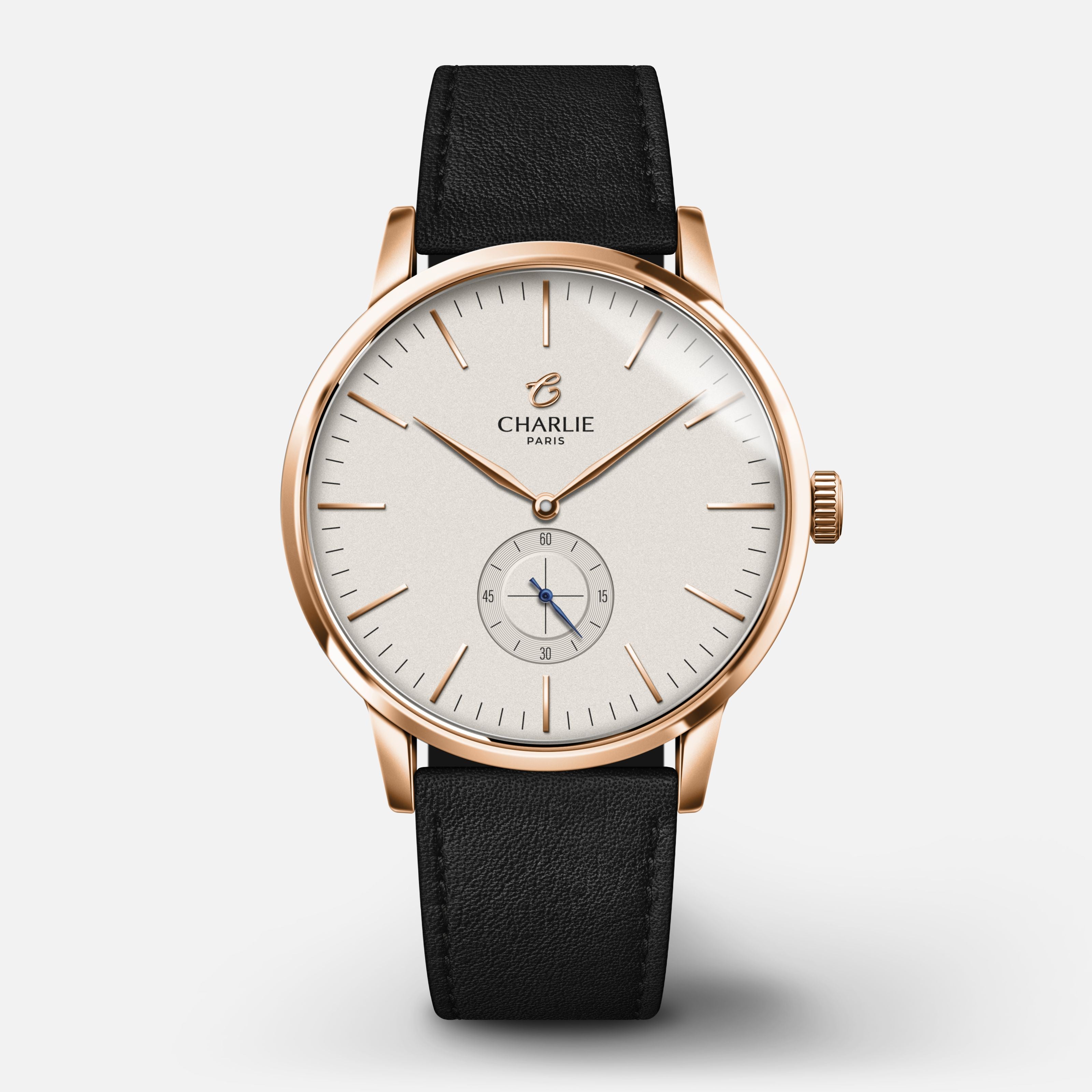 HORIZON - Quartz - Doré rose Montres CHARLIE Cuir noir