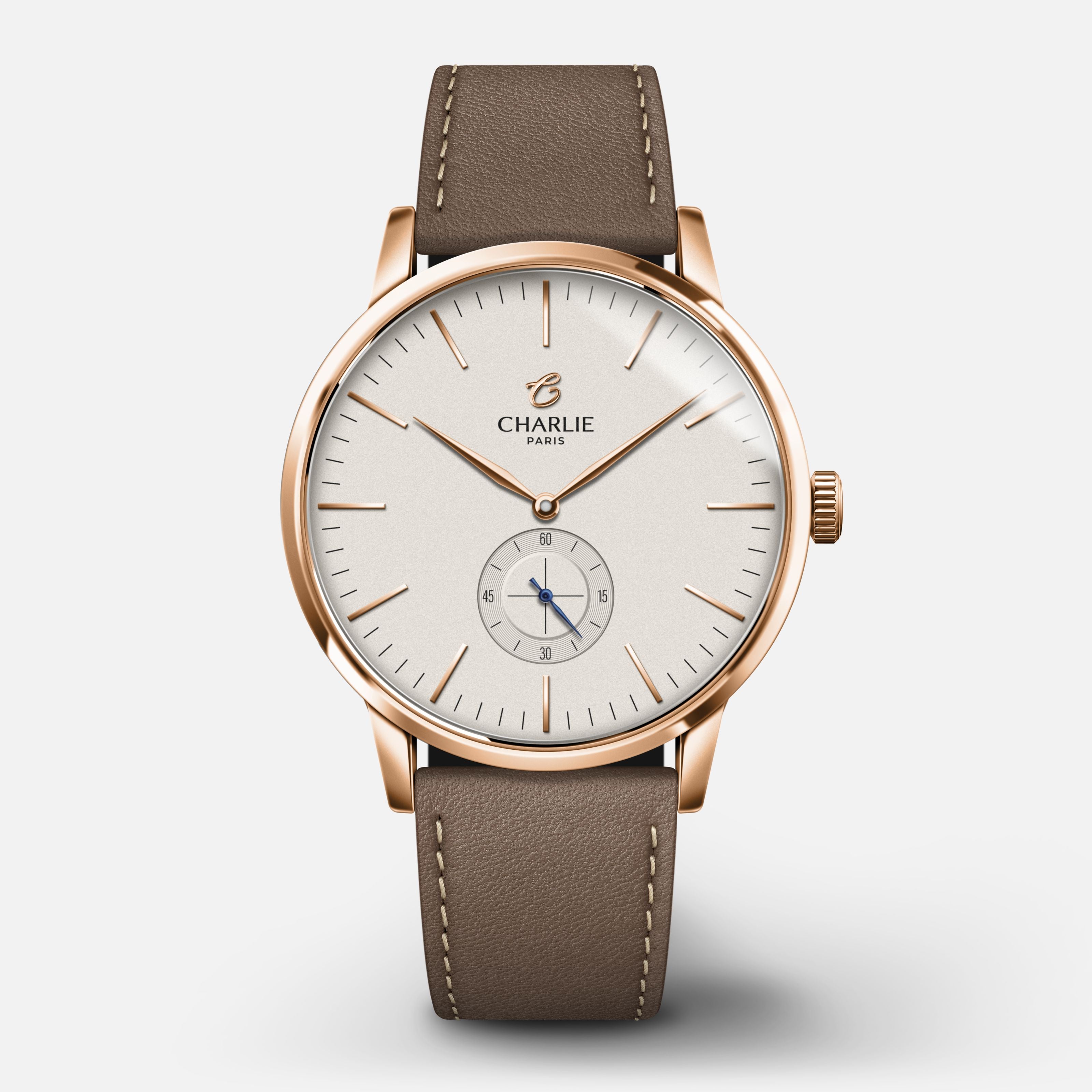 HORIZON - Quartz - Doré rose Montres CHARLIE Cuir taupe