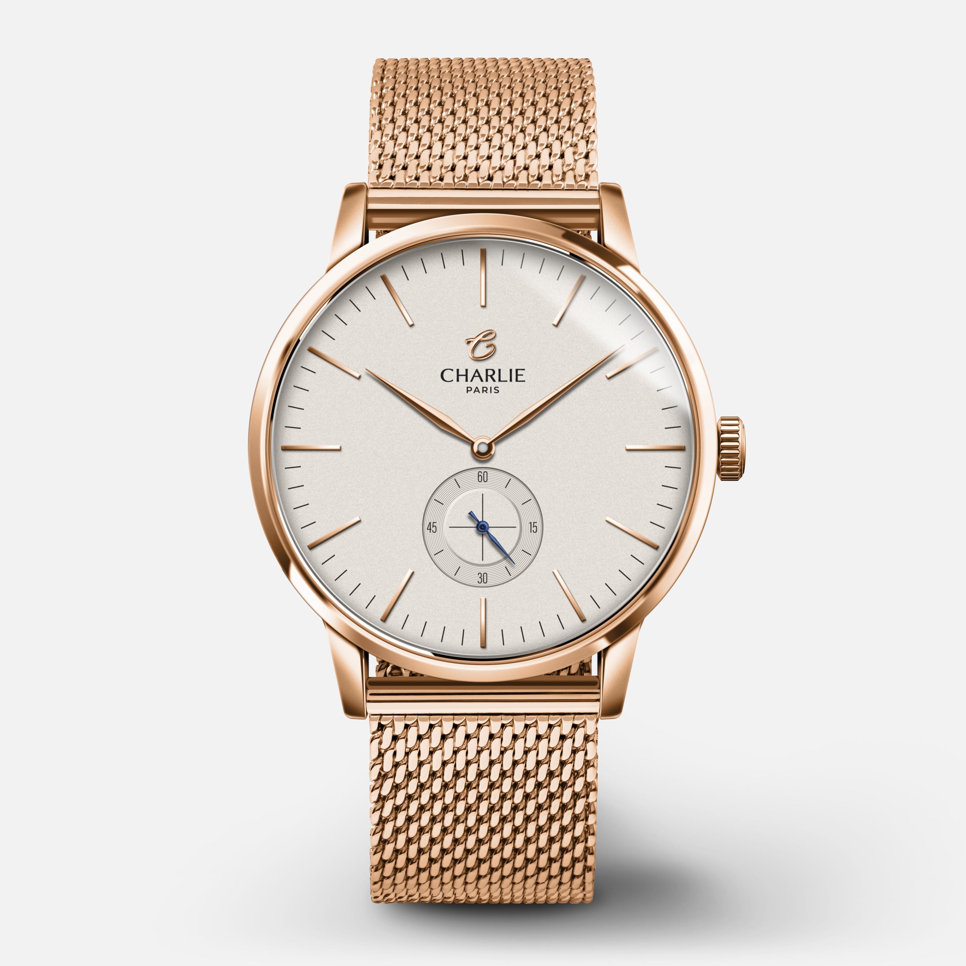 HORIZON - Quartz - Doré rose Montres CHARLIE Maille milanaise doré