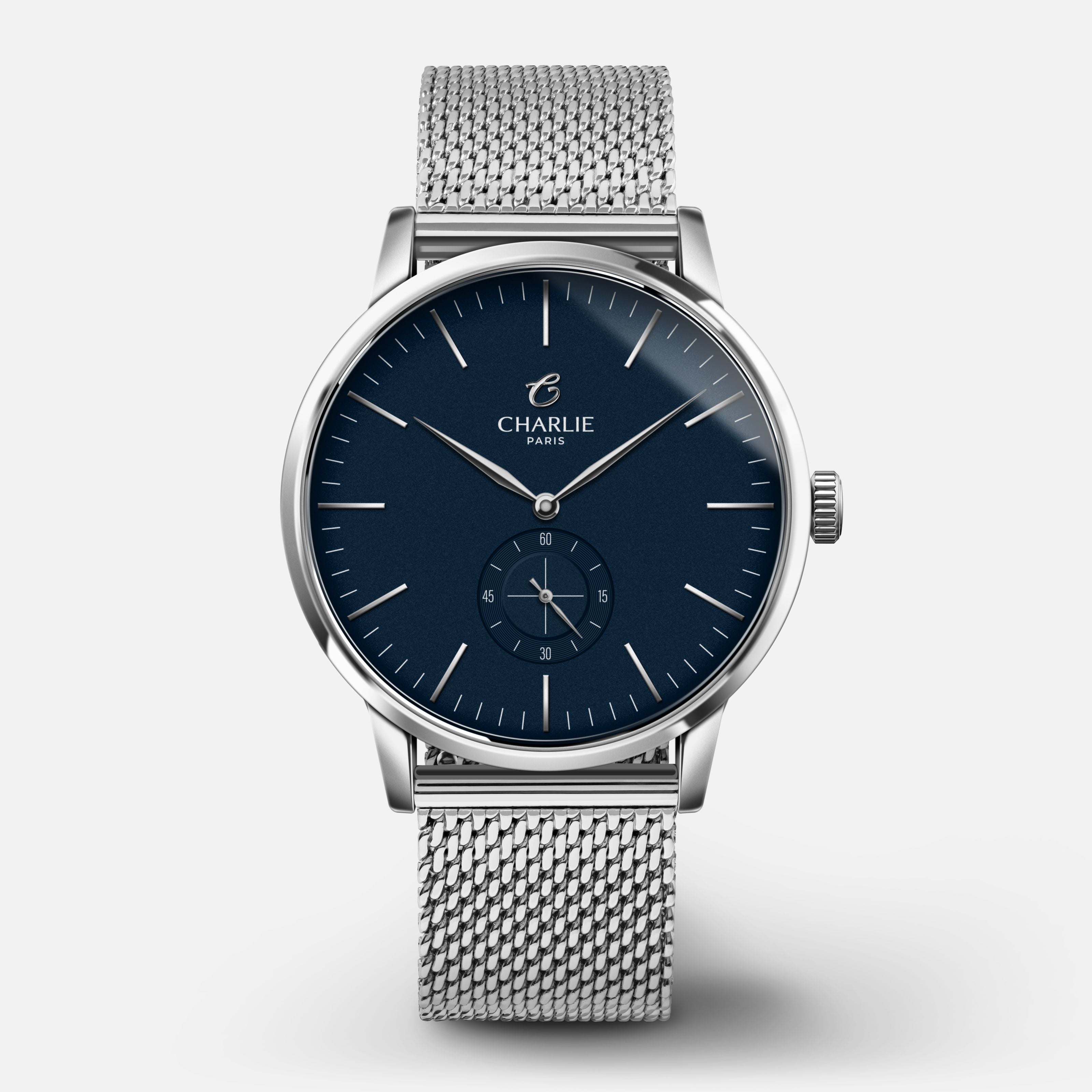 HORIZON - Quartz - Bleu Montres CHARLIE Maille milanaise
