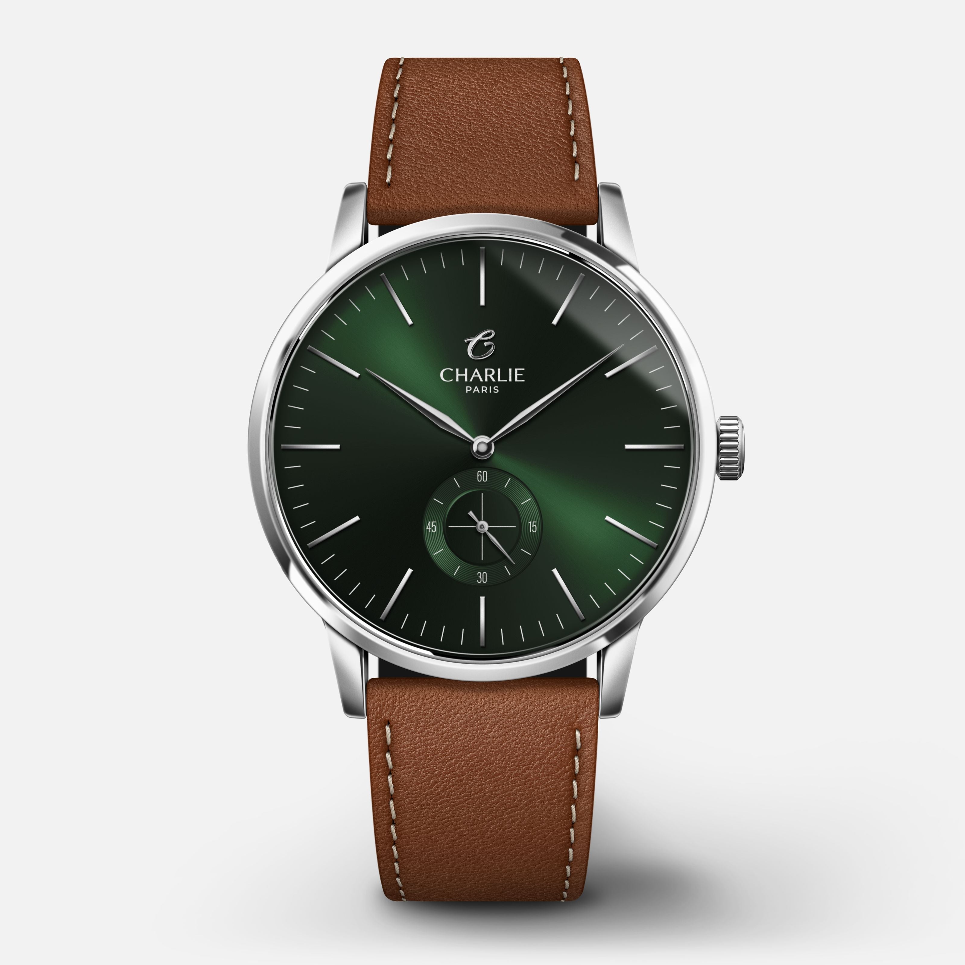 HORIZON - Quartz - Vert Montres CHARLIE Cuir marron