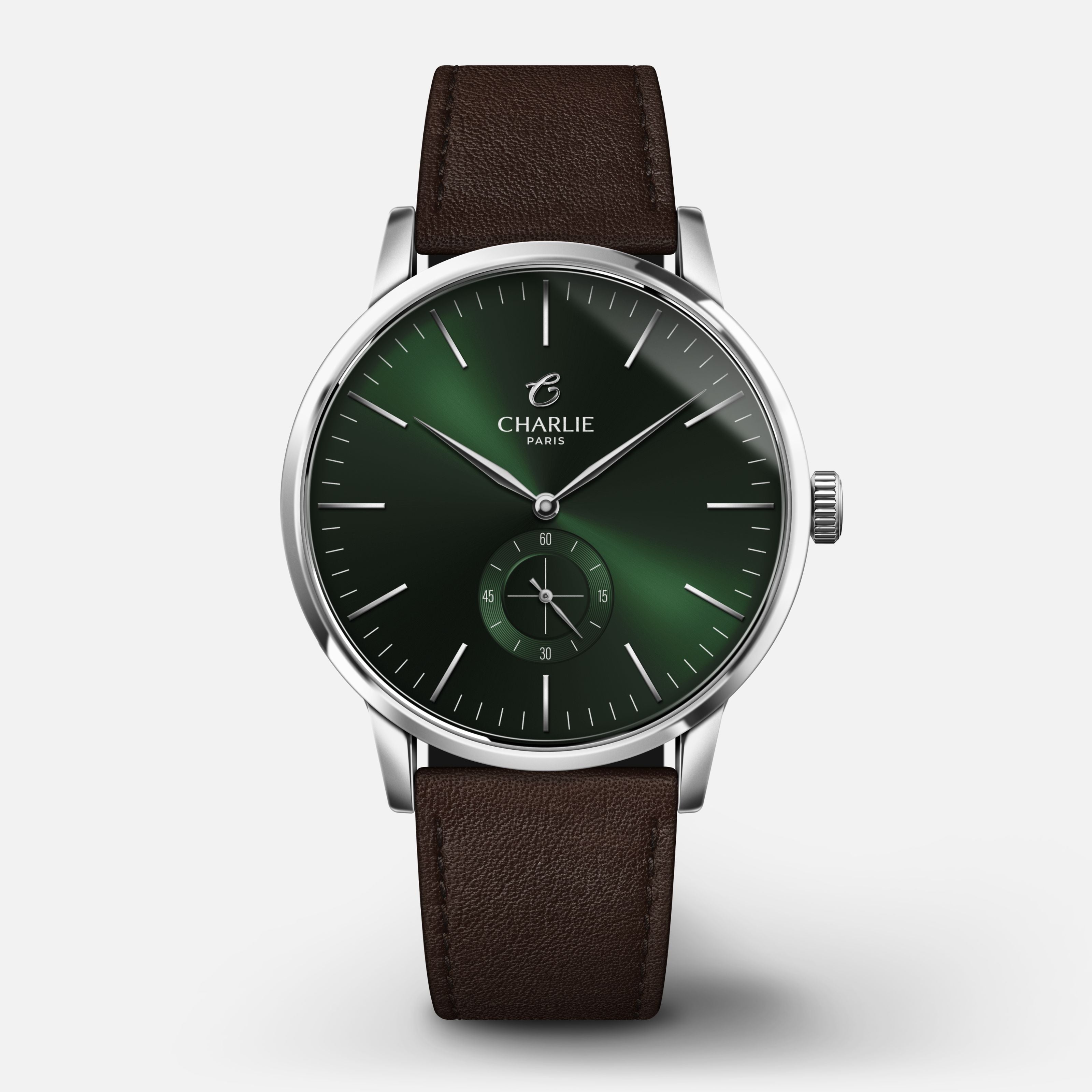 HORIZON - Quartz - Vert Montres CHARLIE Cuir chocolat