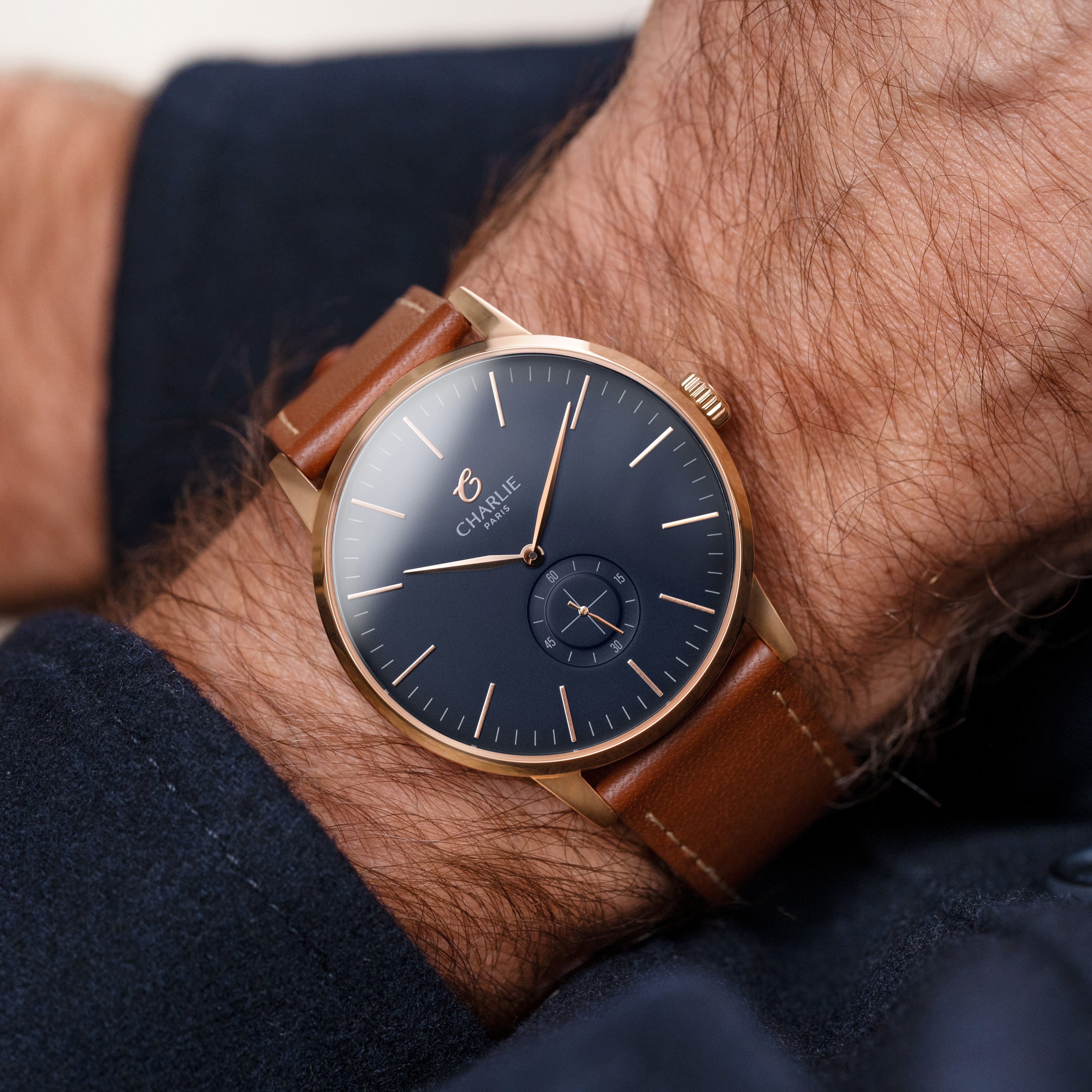 HORIZON - Quartz - Doré rose & bleu Montres CHARLIE