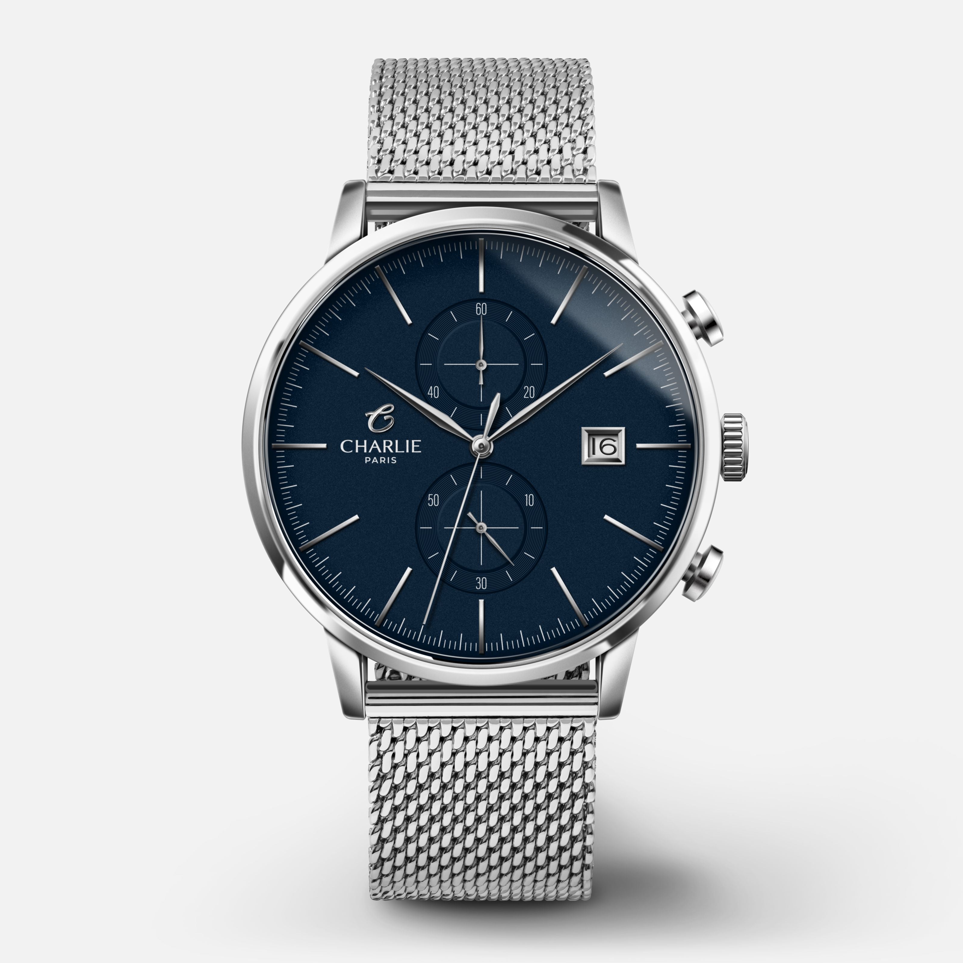 HORIZON - Chronographe - Bleu Montres CHARLIE Maille milanaise