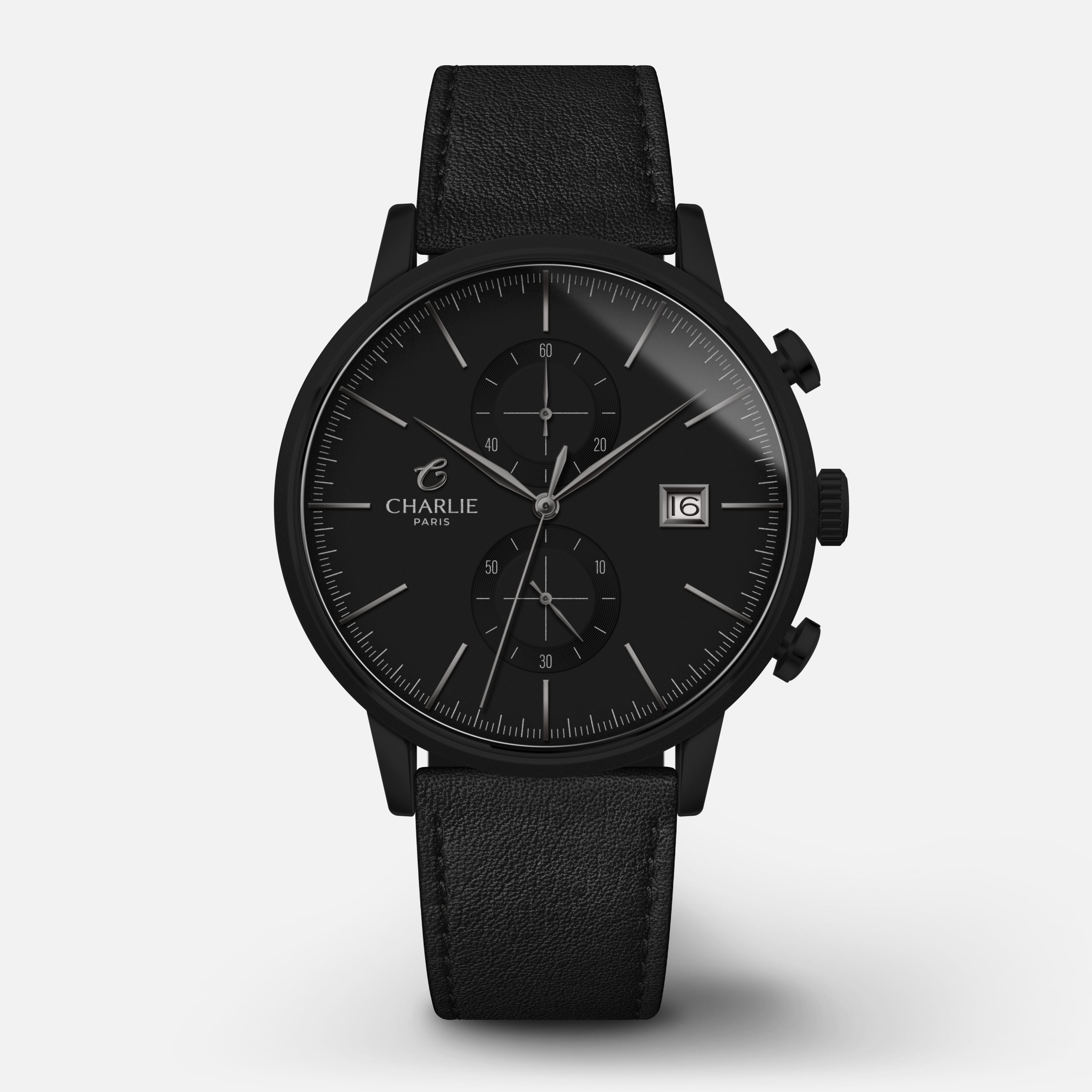 HORIZON - Quartz chronographe - Blackbird Montres CHARLIE Cuir noir