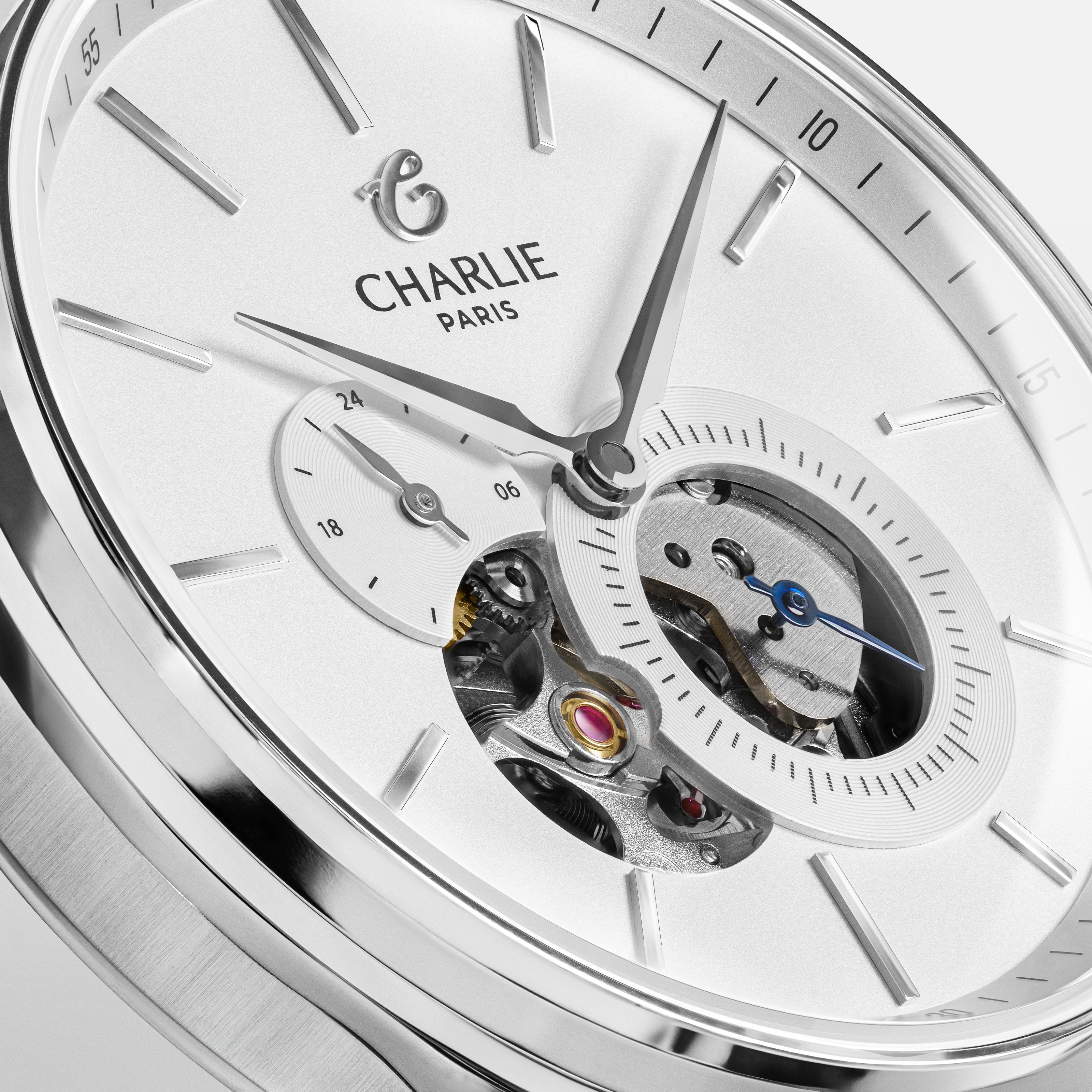 INITIAL - Automatique Cœur Ouvert - Blanc Montres CHARLIE