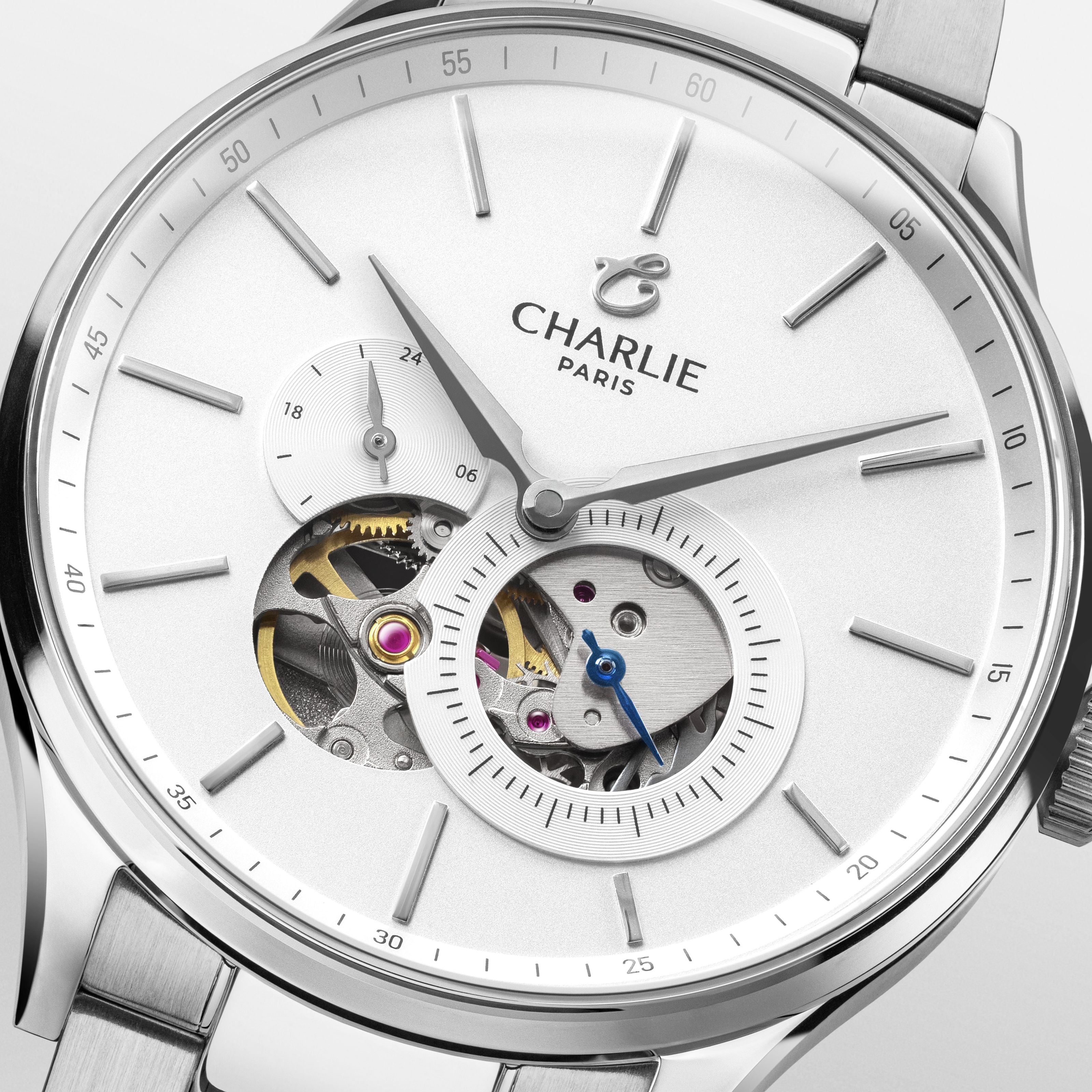 INITIAL - Automatique Cœur Ouvert - Blanc Montres CHARLIE