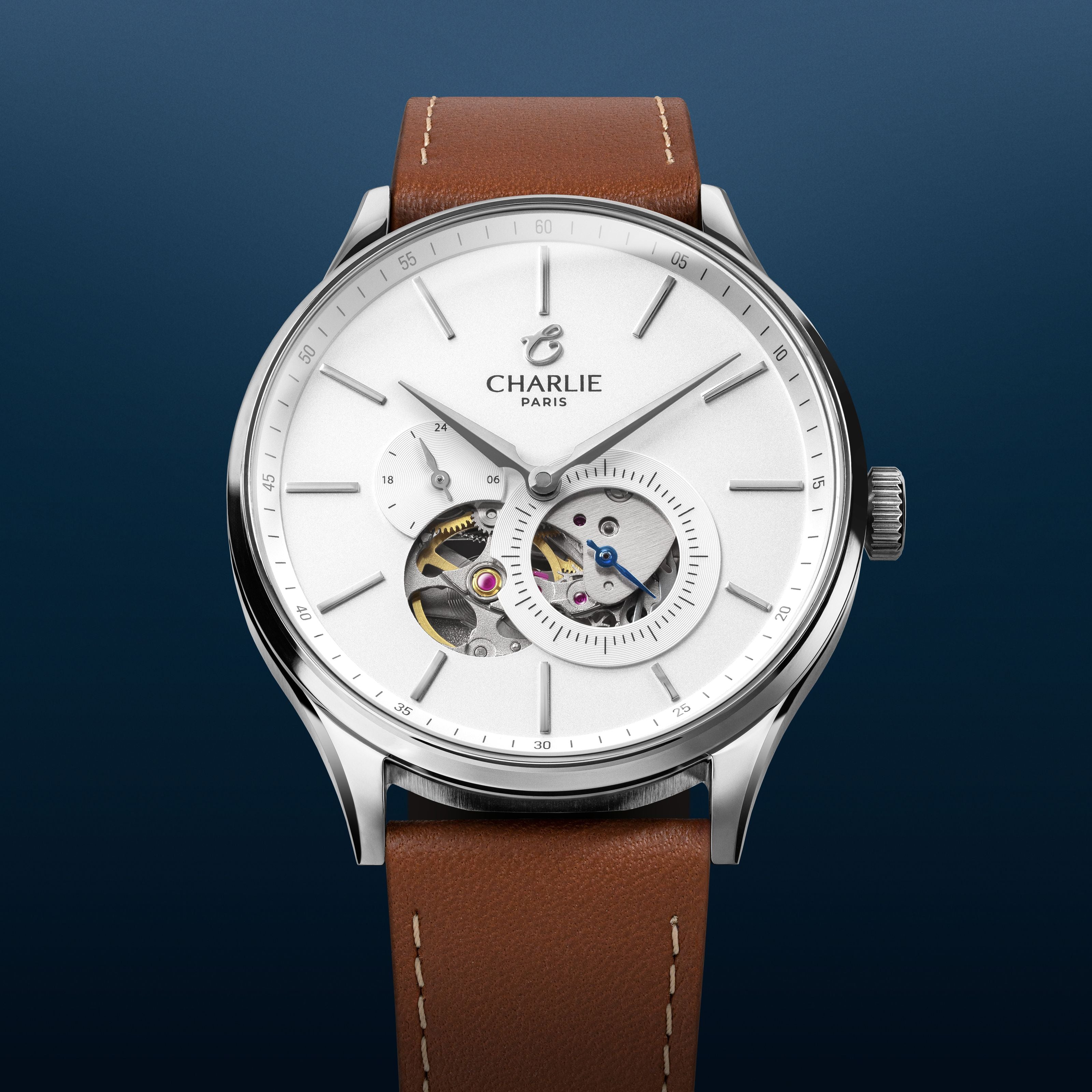 Montre cœur ouvert blanche