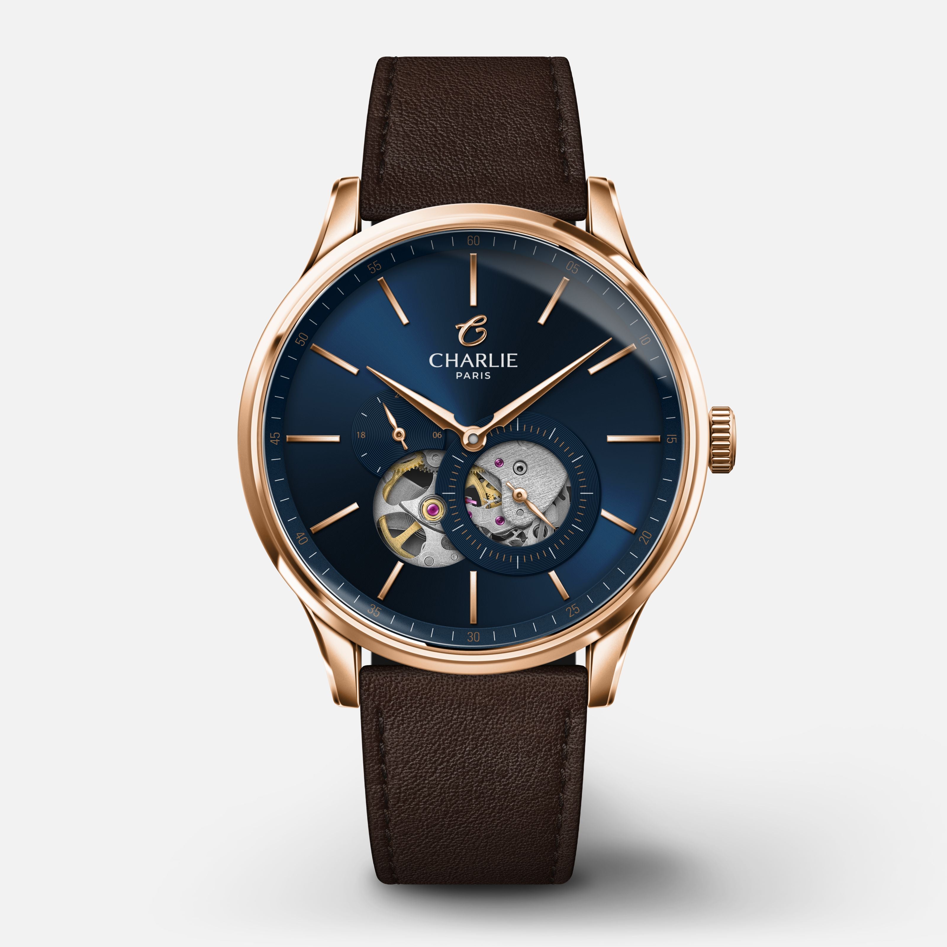 INITIAL - Open Heart - Rose Gold/Blue