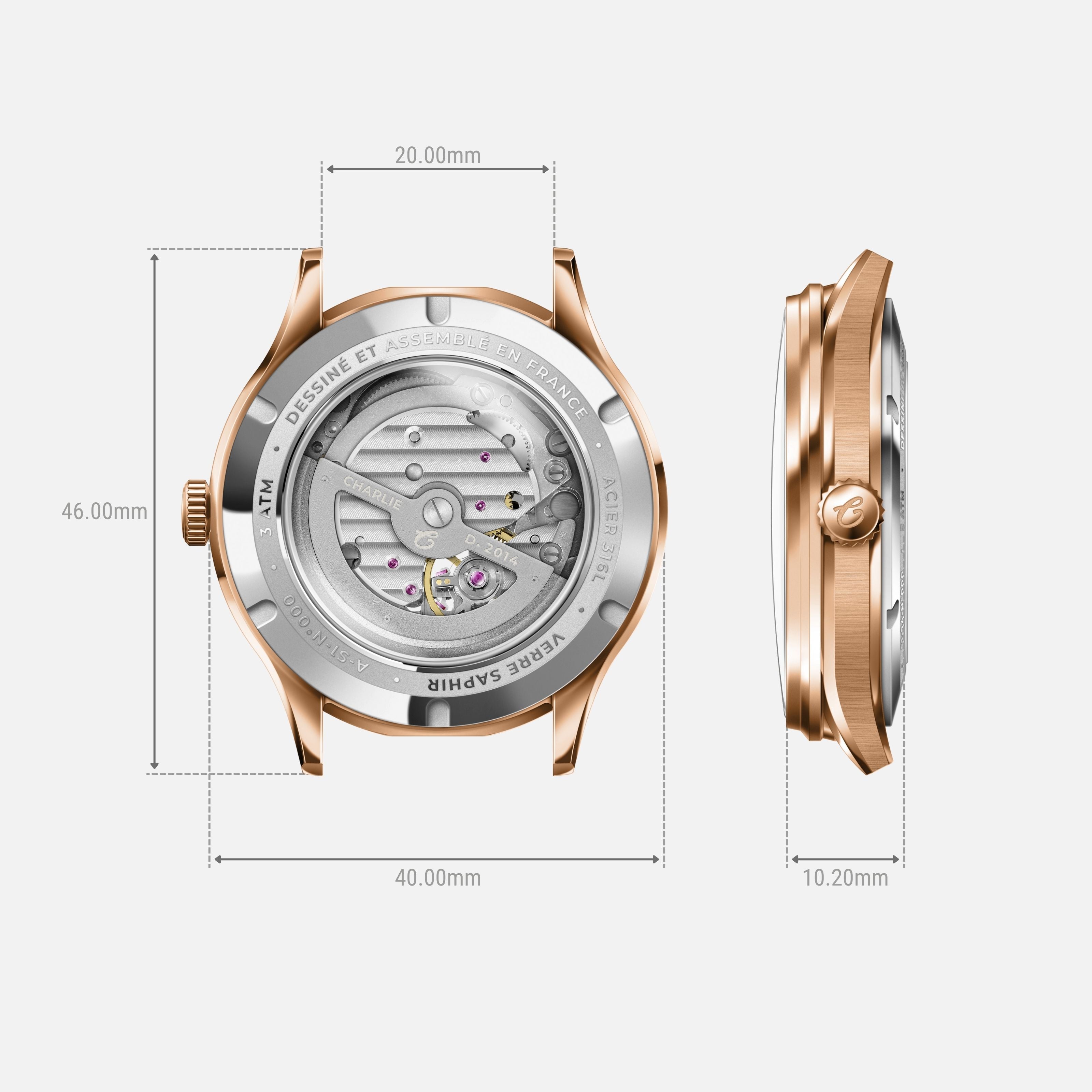 INITIAL - Open Heart - Rose Gold/Blue