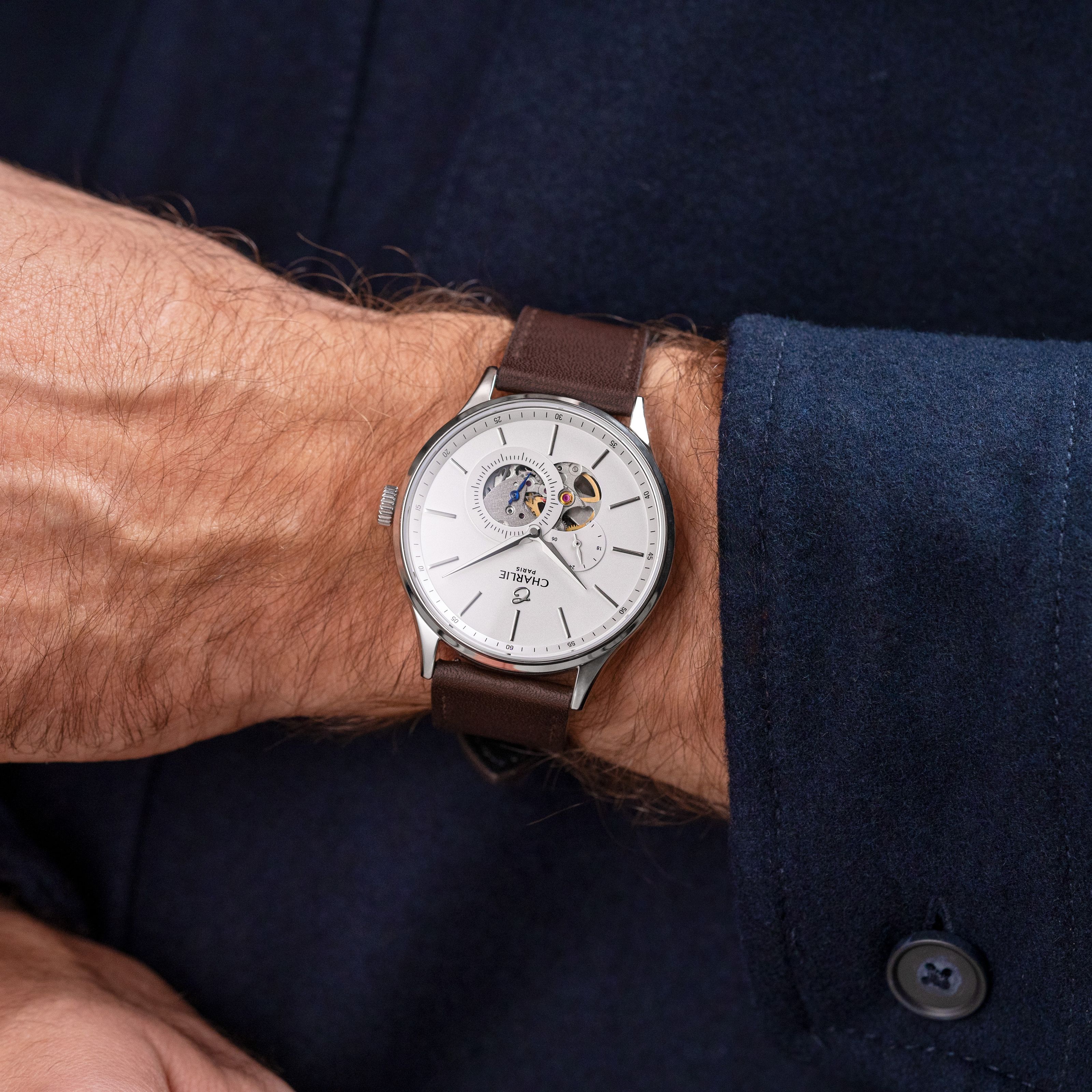 INITIAL - Automatique Cœur Ouvert - Blanc Montres CHARLIE