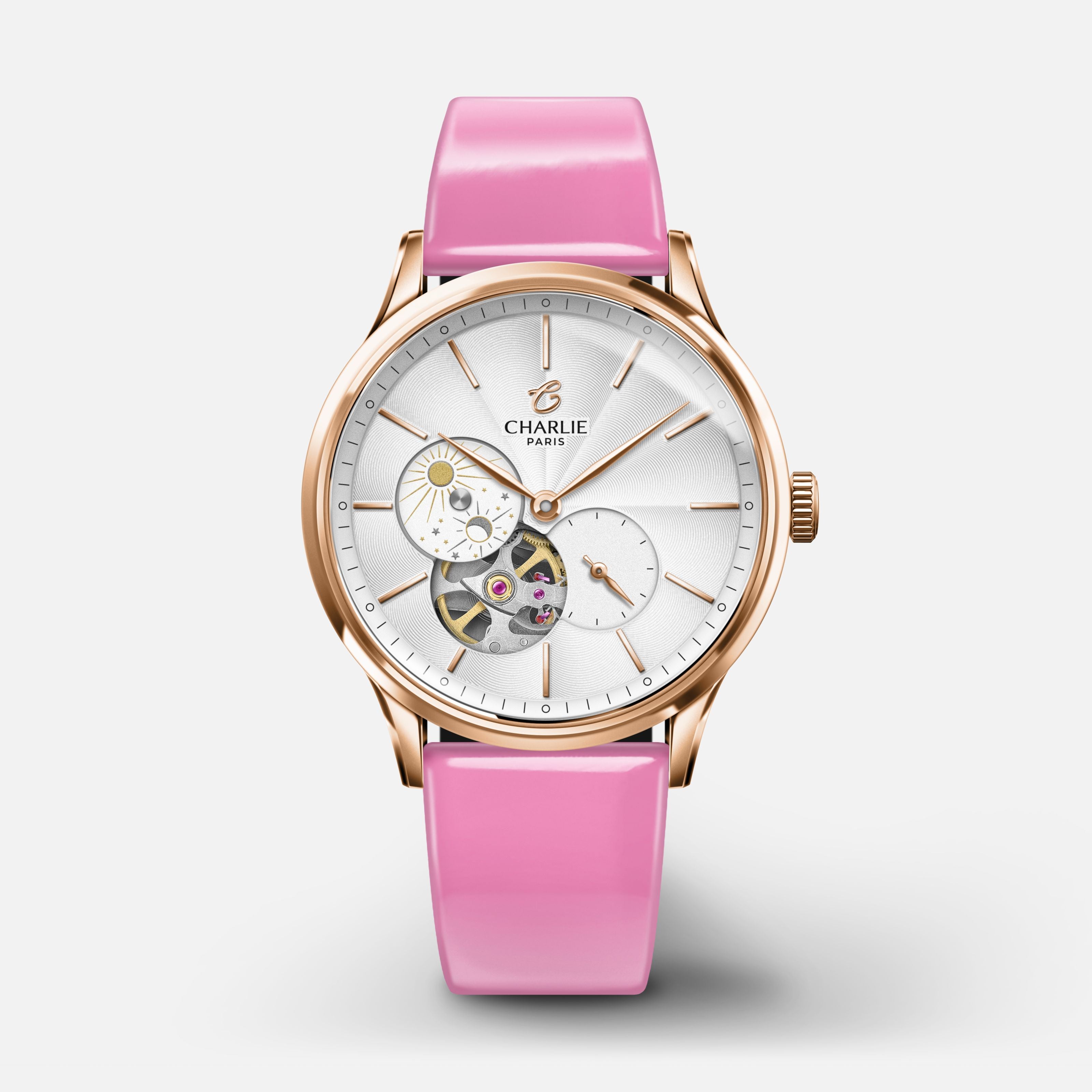 Armbånd 18 mm rosa lakkskinn
