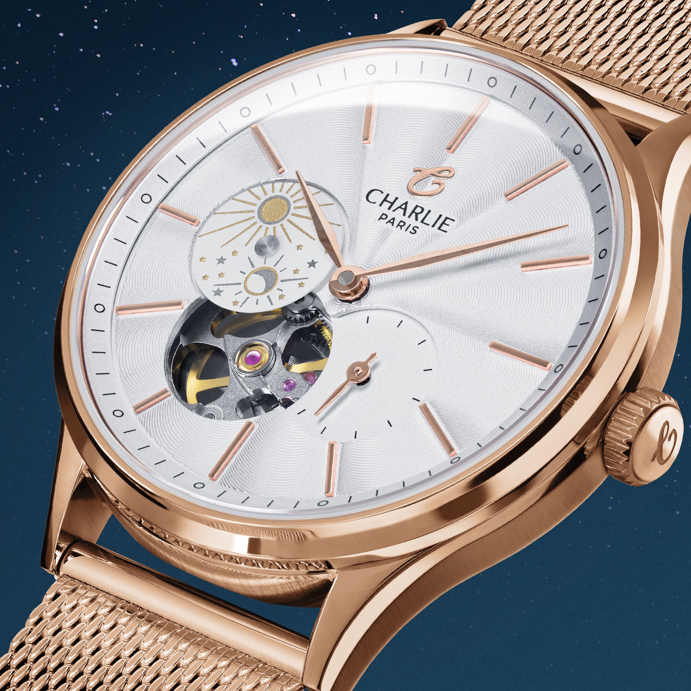 INITIAL 36 - Cœur Ouvert Jour/Nuit - Doré Rose