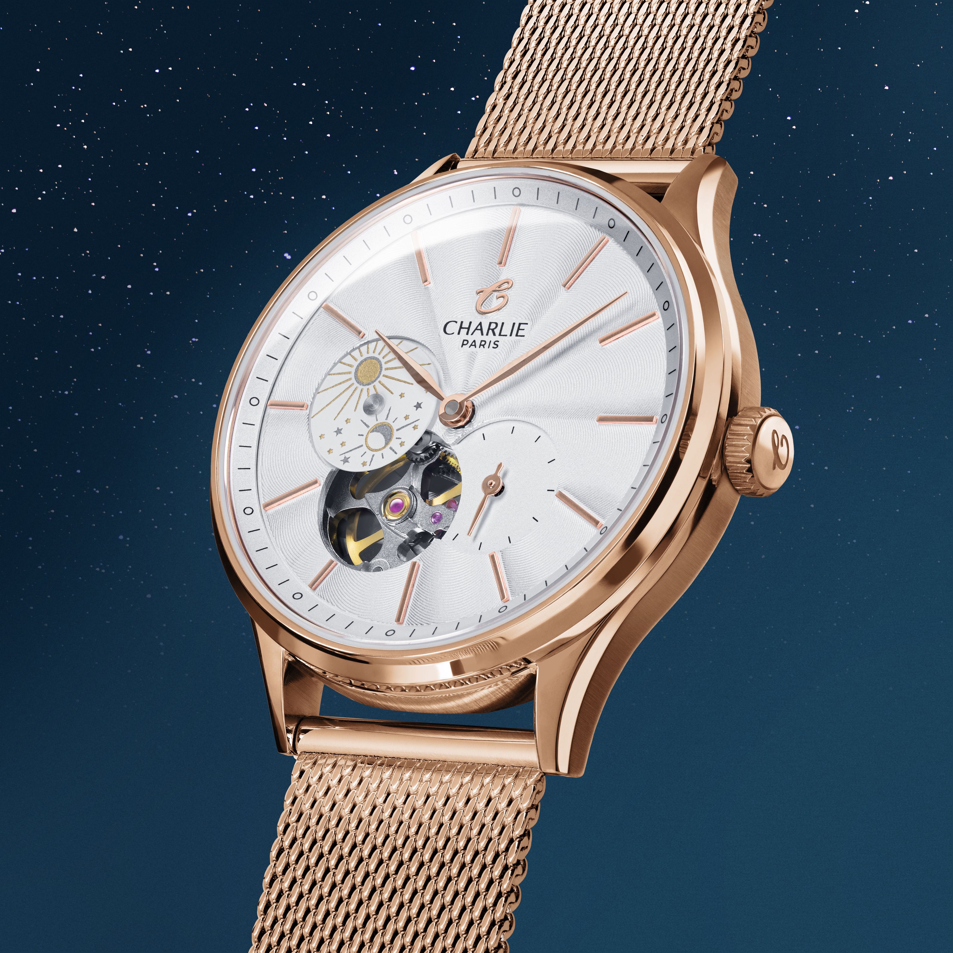 INITIAL 36 - Cœur Ouvert Jour/Nuit - Doré Rose