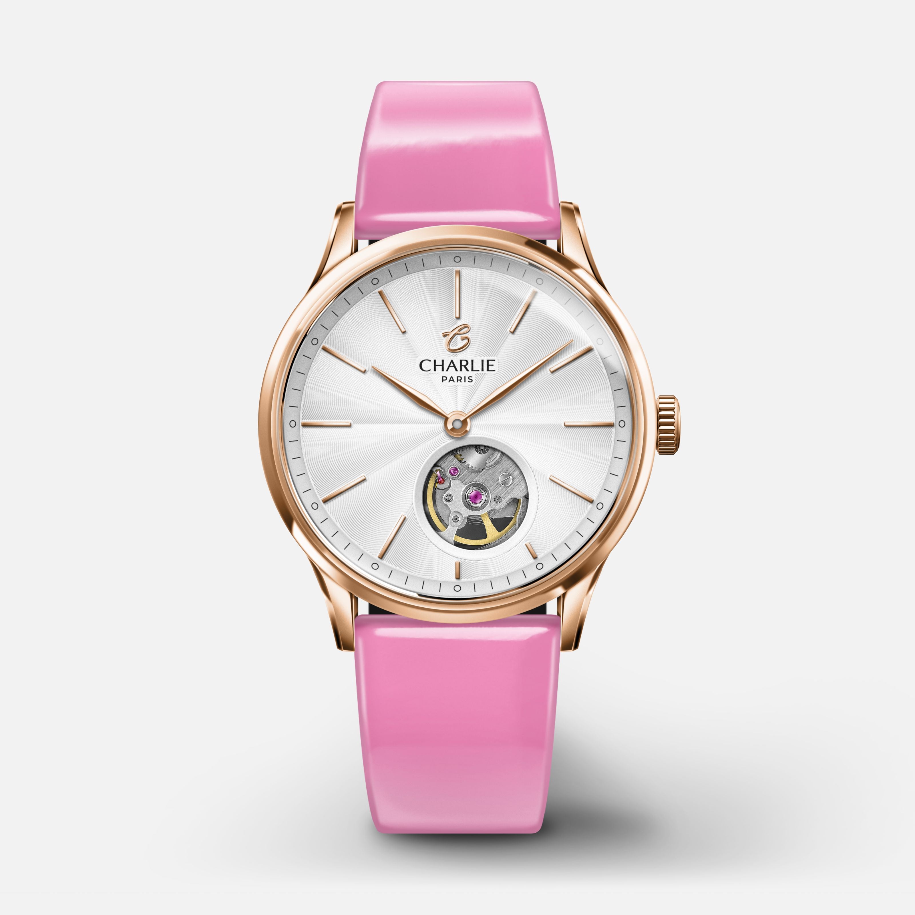 18 mm rosa Lacklederarmband