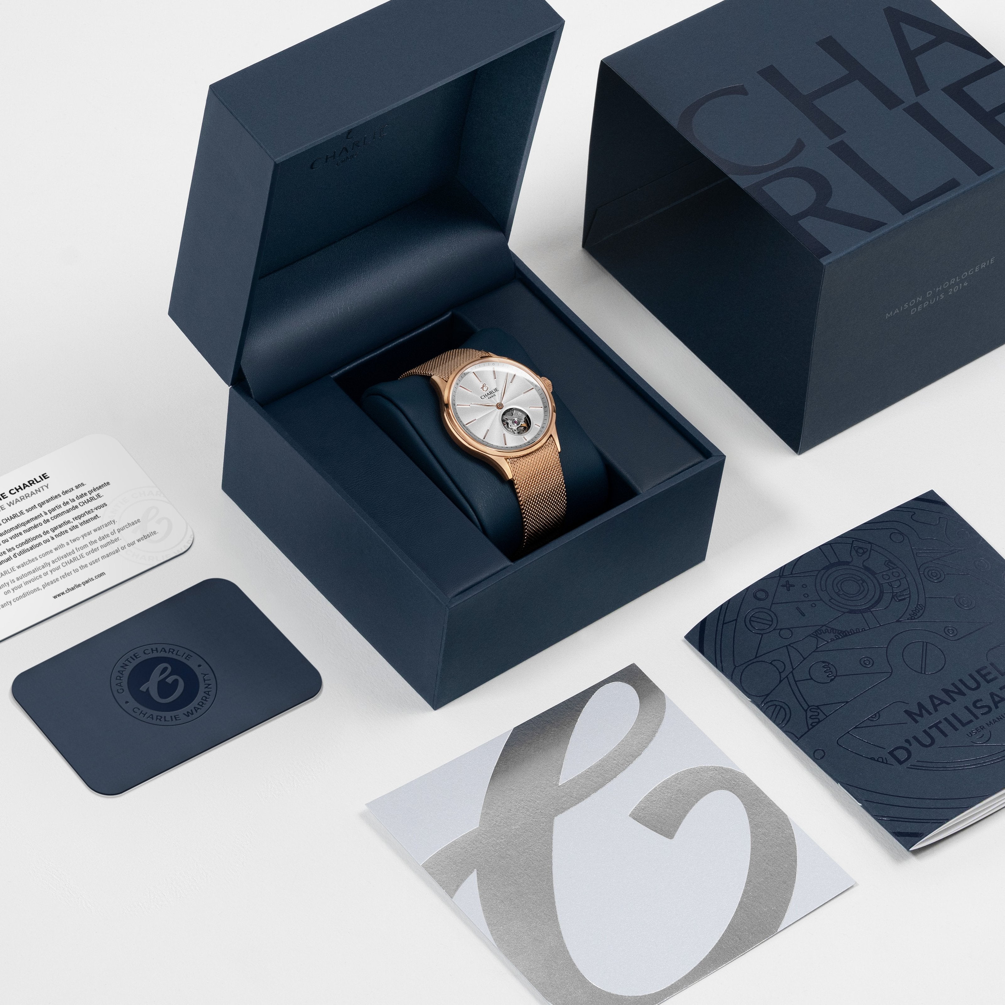 INITIAL 35 - Automatique Cœur Ouvert - Acier Montres CHARLIE