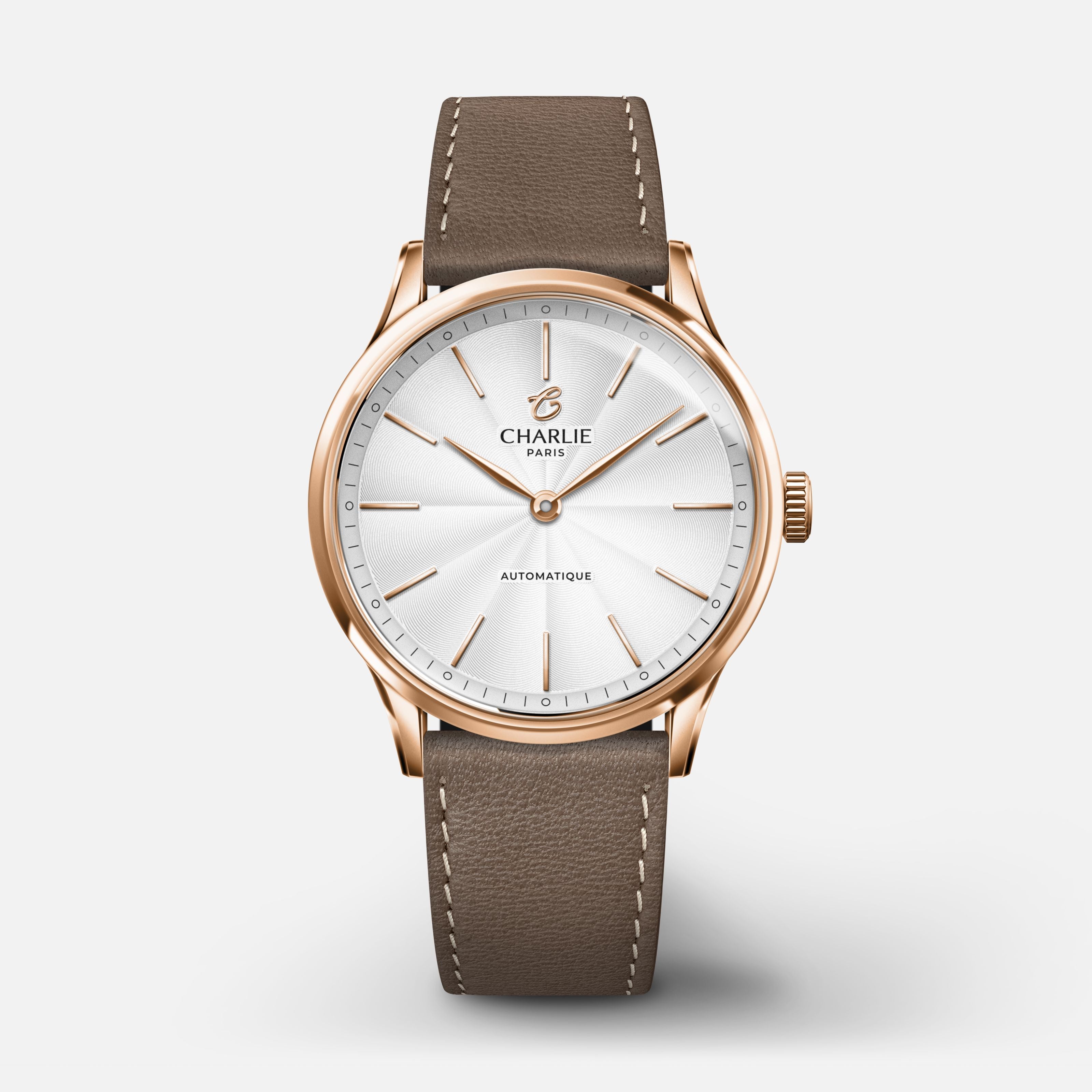 INITIAL 35 - Automatique - Doré rose Montres CHARLIE Cuir taupe