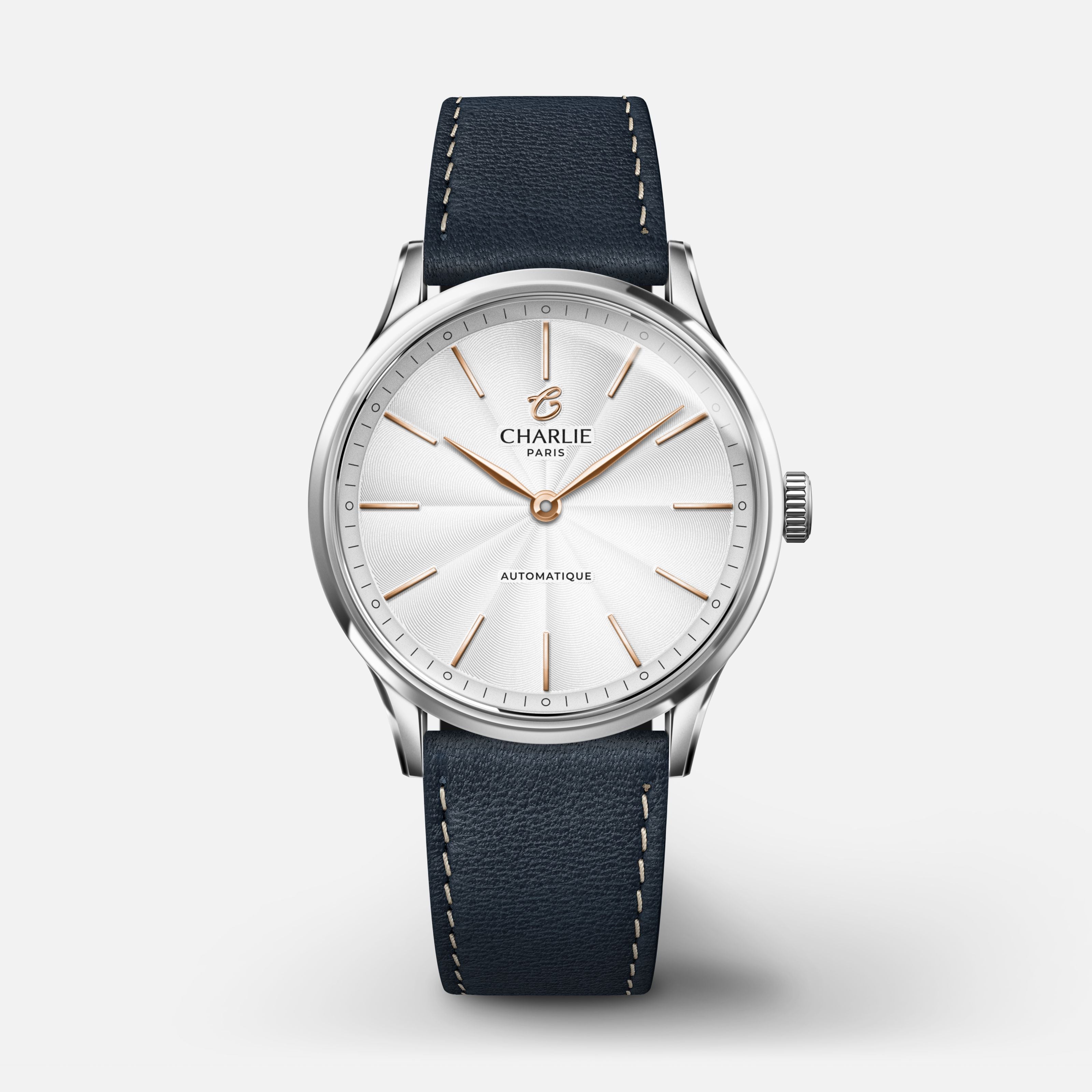 INITIAL 35 - Automatique - Acier Montres CHARLIE Cuir bleu