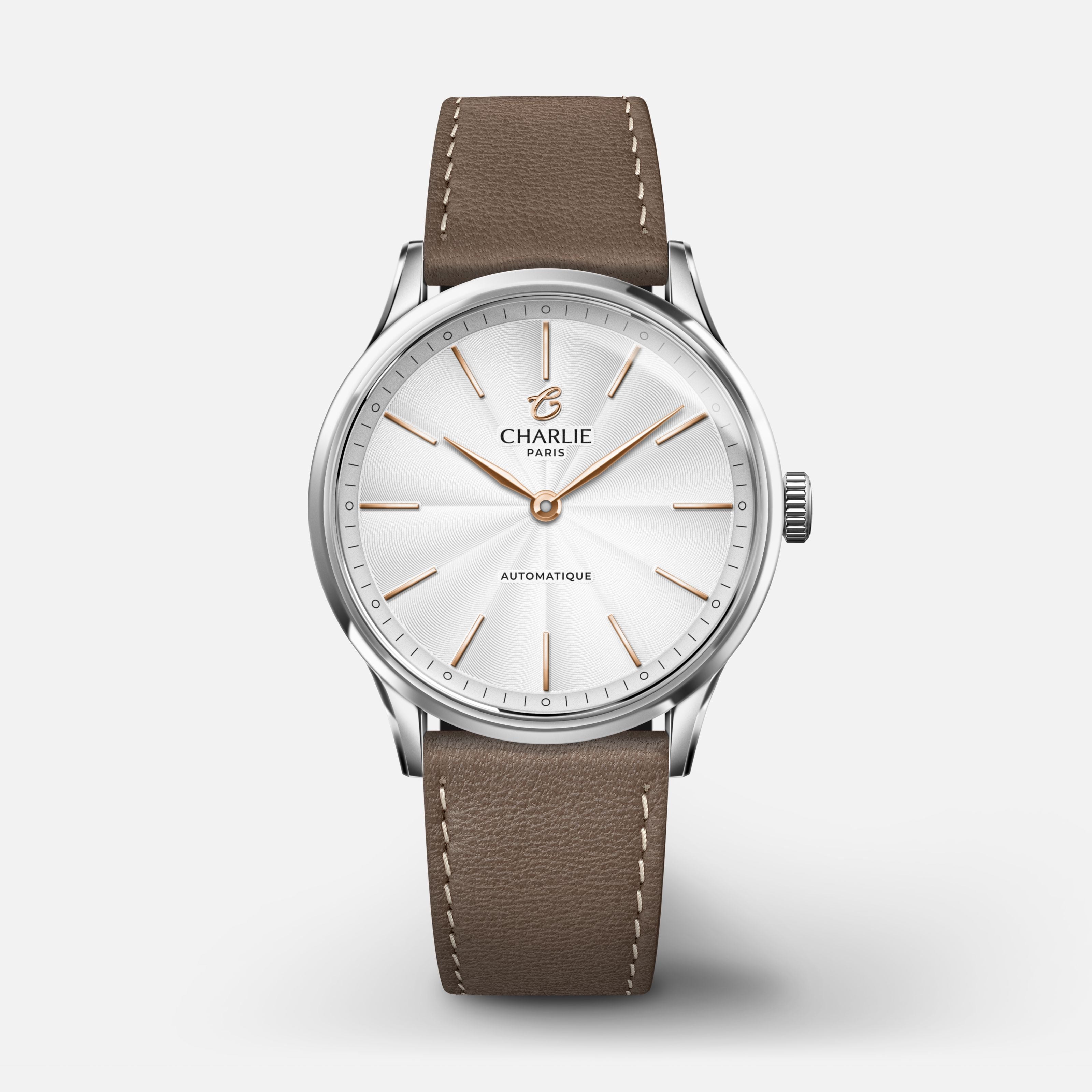 INITIAL 35 - Automatique - Acier Montres CHARLIE Cuir taupe