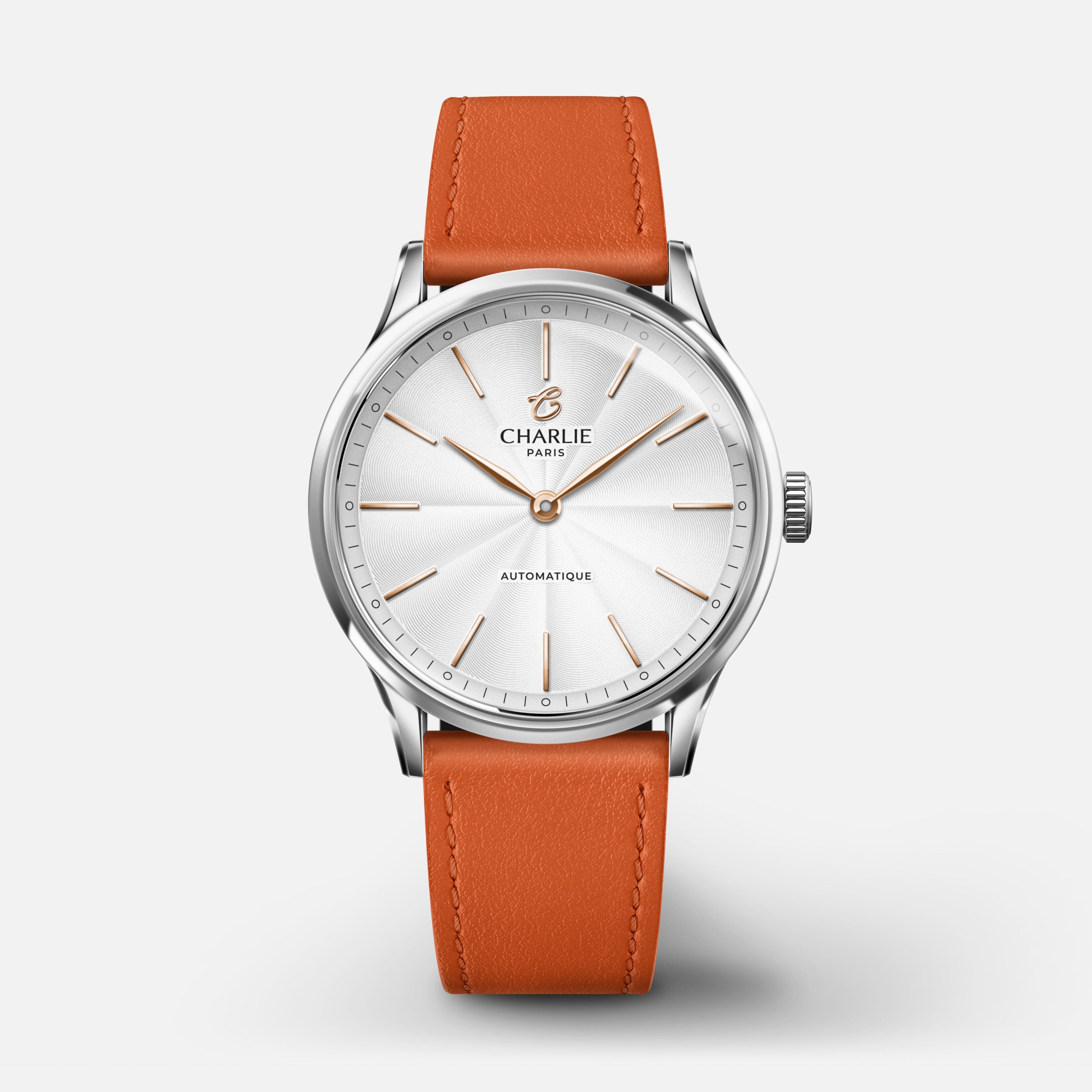 INITIAL 35 - Automatique - Acier Montres CHARLIE Cuir mandarine