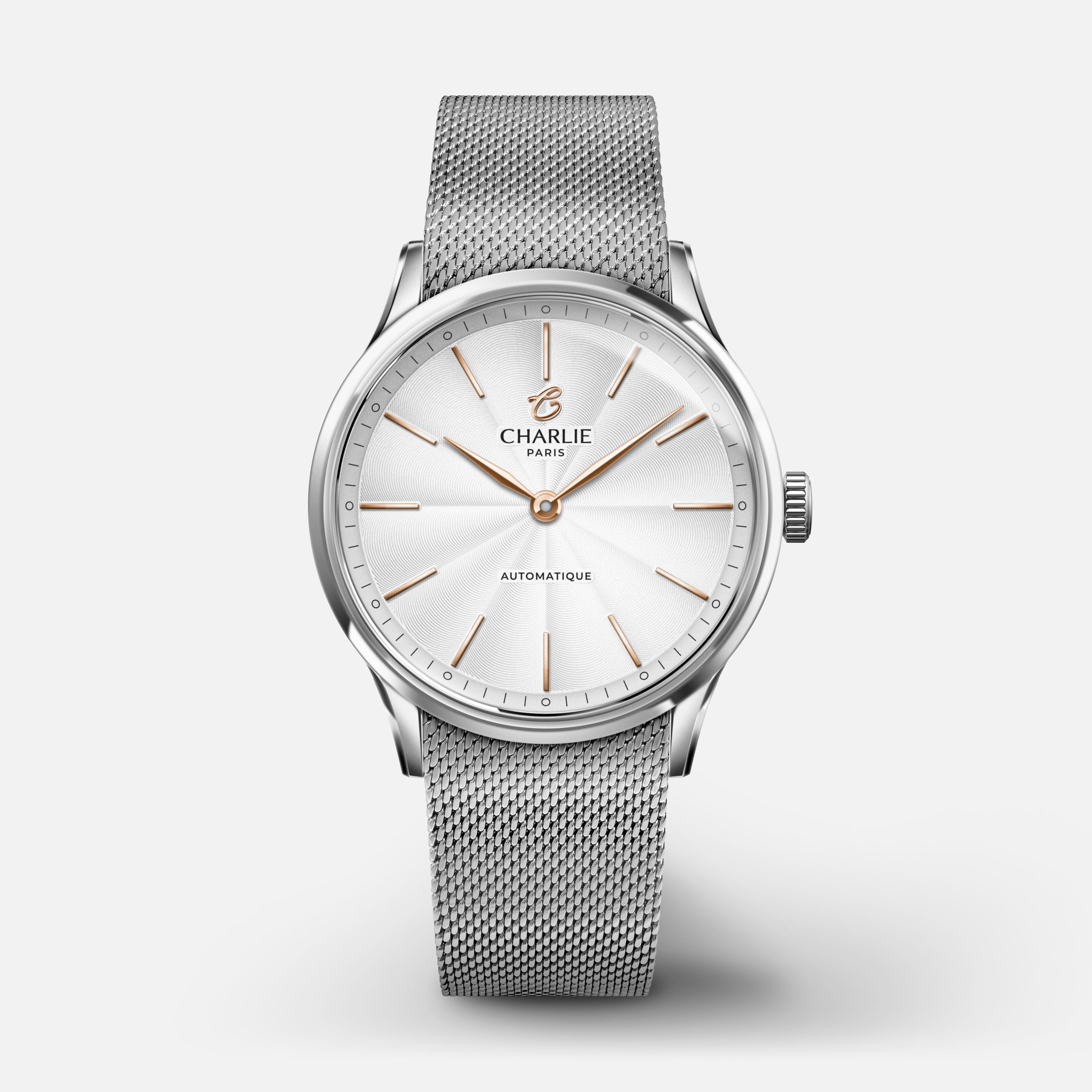 INITIAL 35 - Automatique - Acier Montres CHARLIE Maille milanaise acier