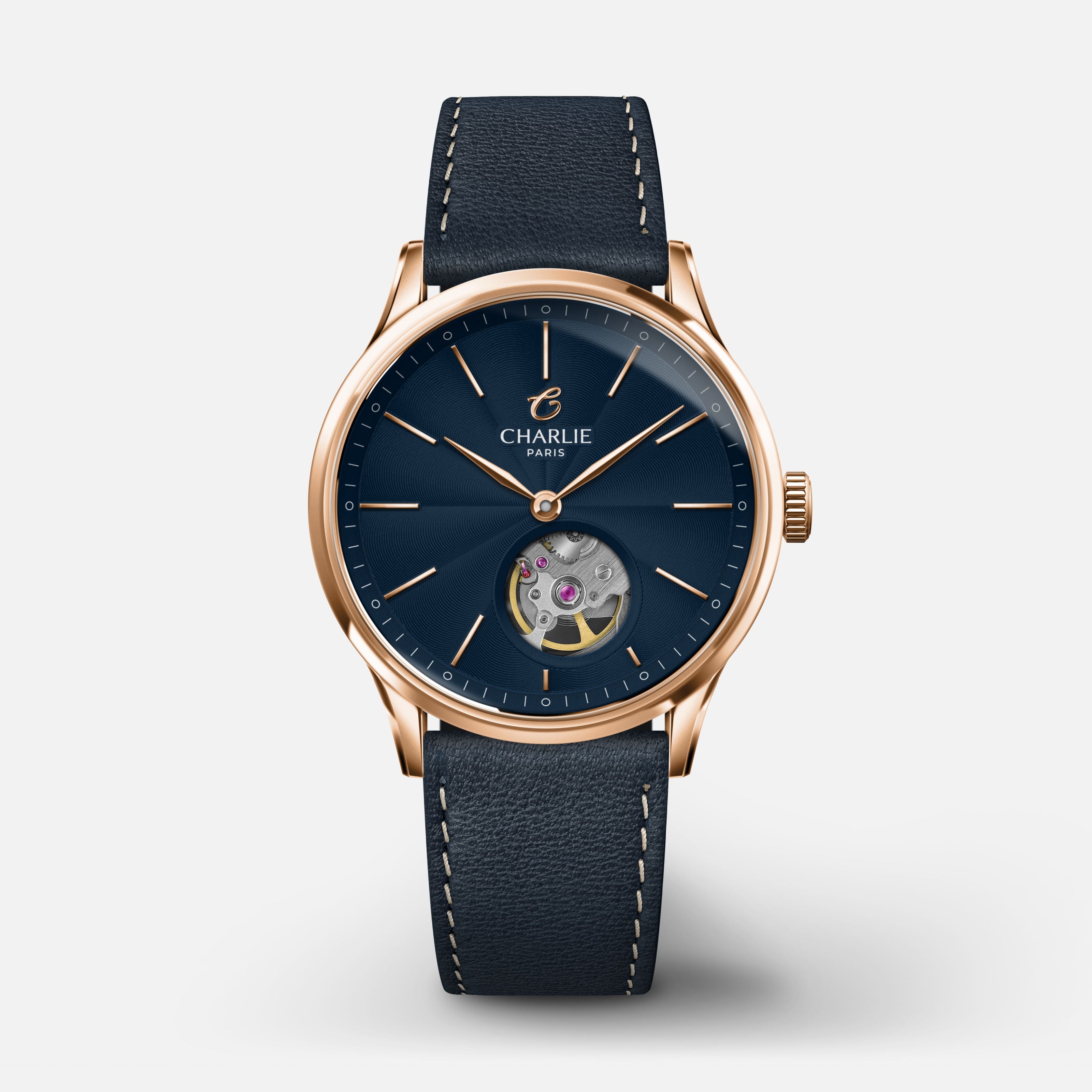 INITIAL 35 - Open Heart - Rose Gold & Blue