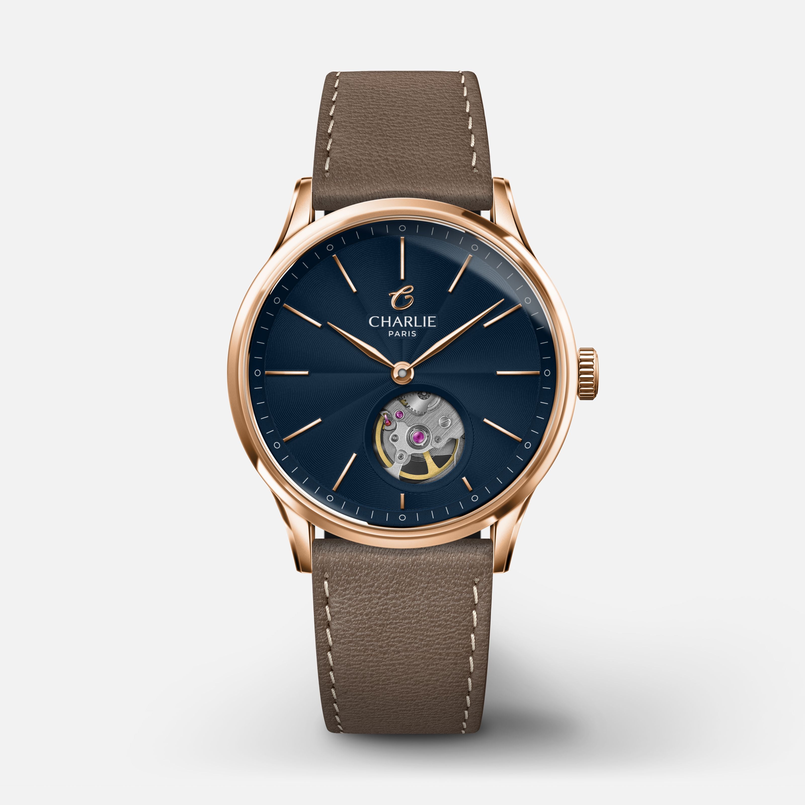 INITIAL 35 - Open Heart - Rose Gold & Blue
