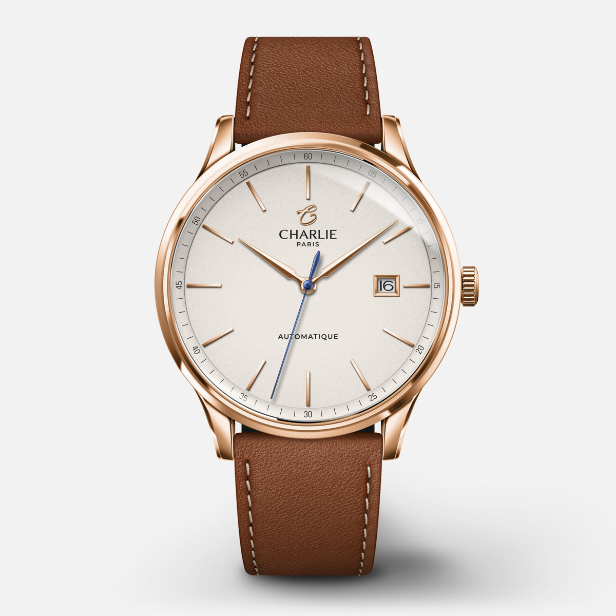INITIAL - Automatique - Doré rose Cuir marron Montres CHARLIE